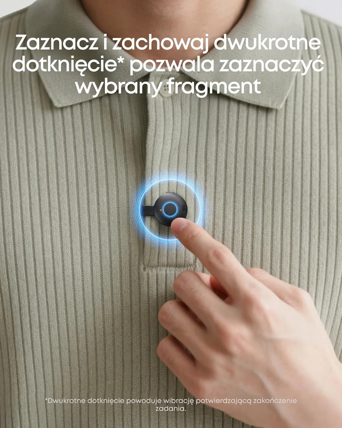 Przenośny dyktafon soundcore Work Anker, wyposażony w funkcję sporządzania notatek, 8 GB pamięci masowej, transkrypcji i streszczania tekstu za pomocą sztucznej inteligencji, certyfikat MFi