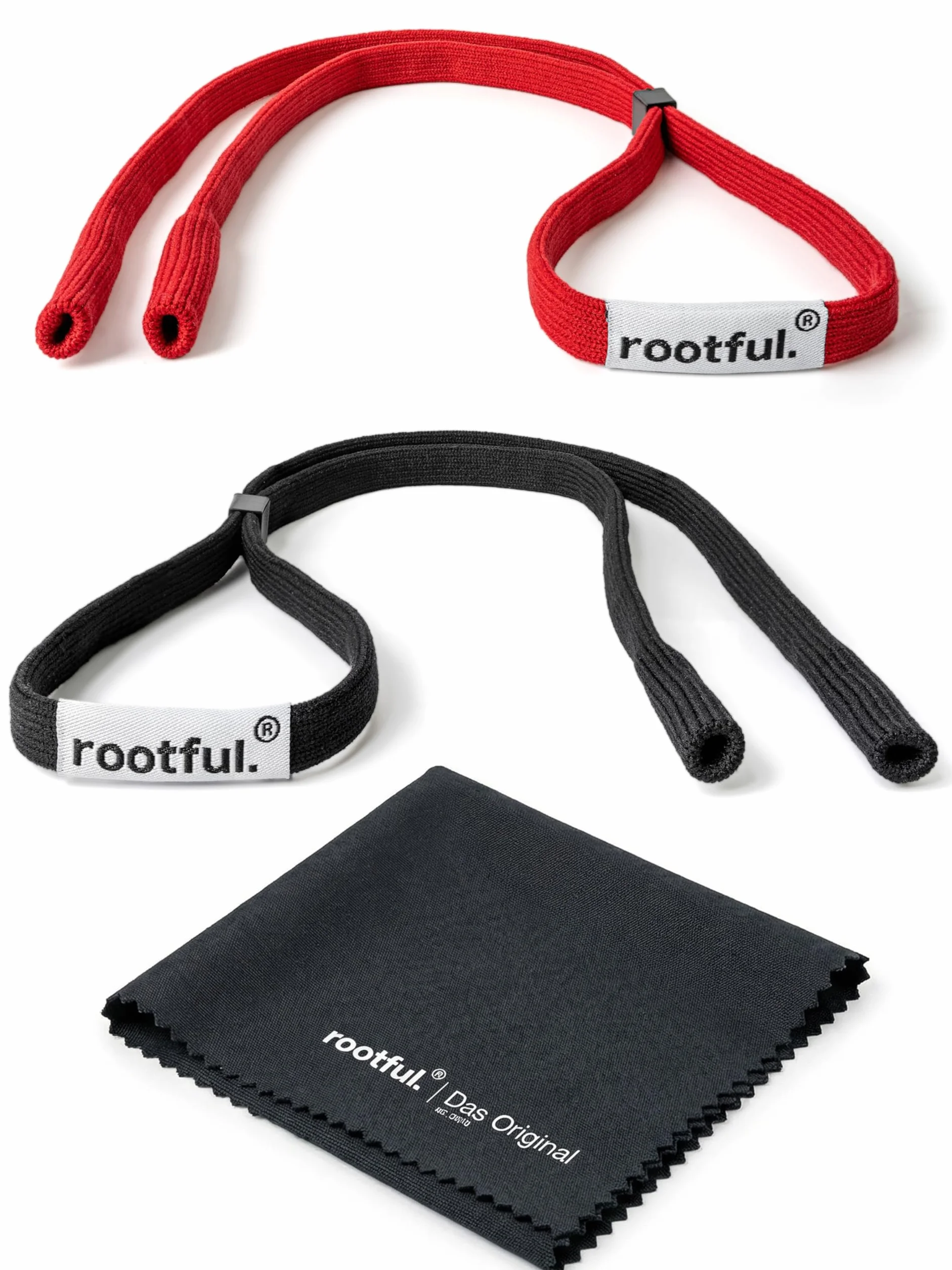 rootful.® Pasek do okularów sportowych Pro [wydajny] pasek do okularów sportowych i przeciwsłonecznych | maksymalna ochrona | łącznie ze ściereczką do czyszczenia