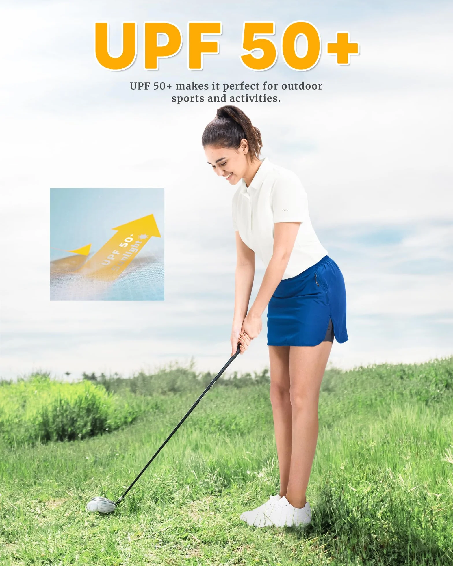 33,000ft Damska koszulka polo, ochrona przed słońcem, ochrona przed promieniowaniem UV, na lato, z krótkim rękawem, szybkoschnąca, sportowa koszulka outdoorowa, oddychająca, funkcyjna, do gry w golfa