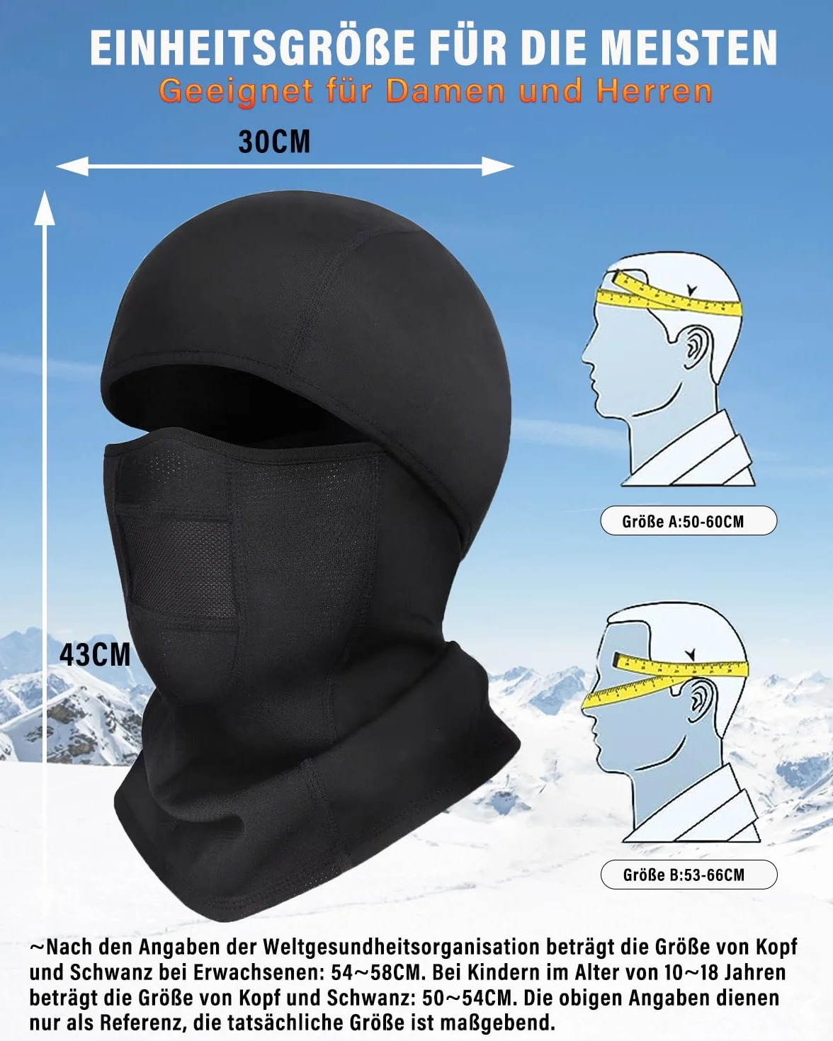 BAONUOR kominiarka jesienno-zimowa Balaclava ciepła maska narciarska, wiatroszczelna maska na twarz, na rower, oddychająca maska na twarz do jazdy na rowerze, motocyklu, snowboardu, jazdy na nartach