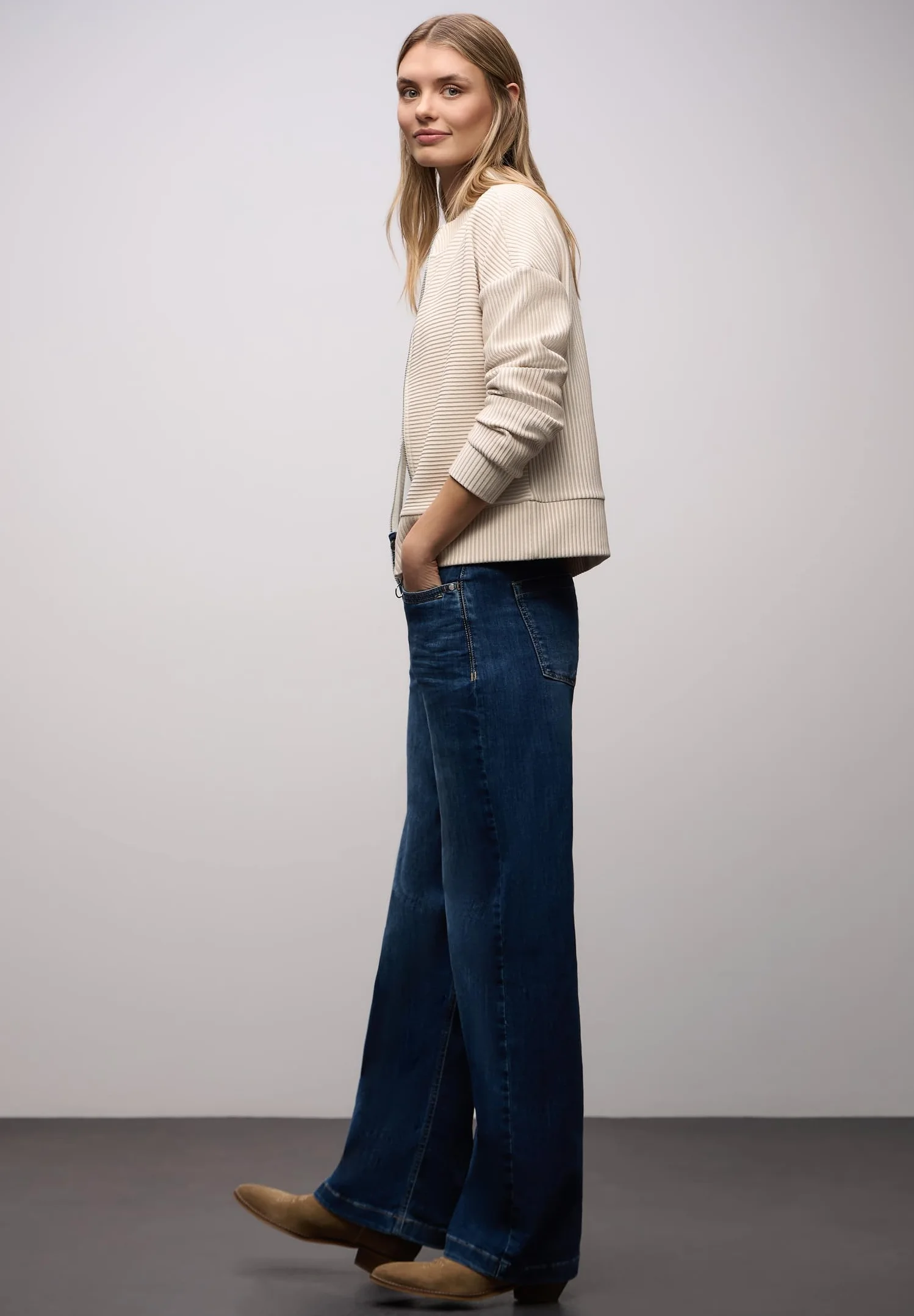 Street One Two-Tone kurtka strukturalna Off White 40
