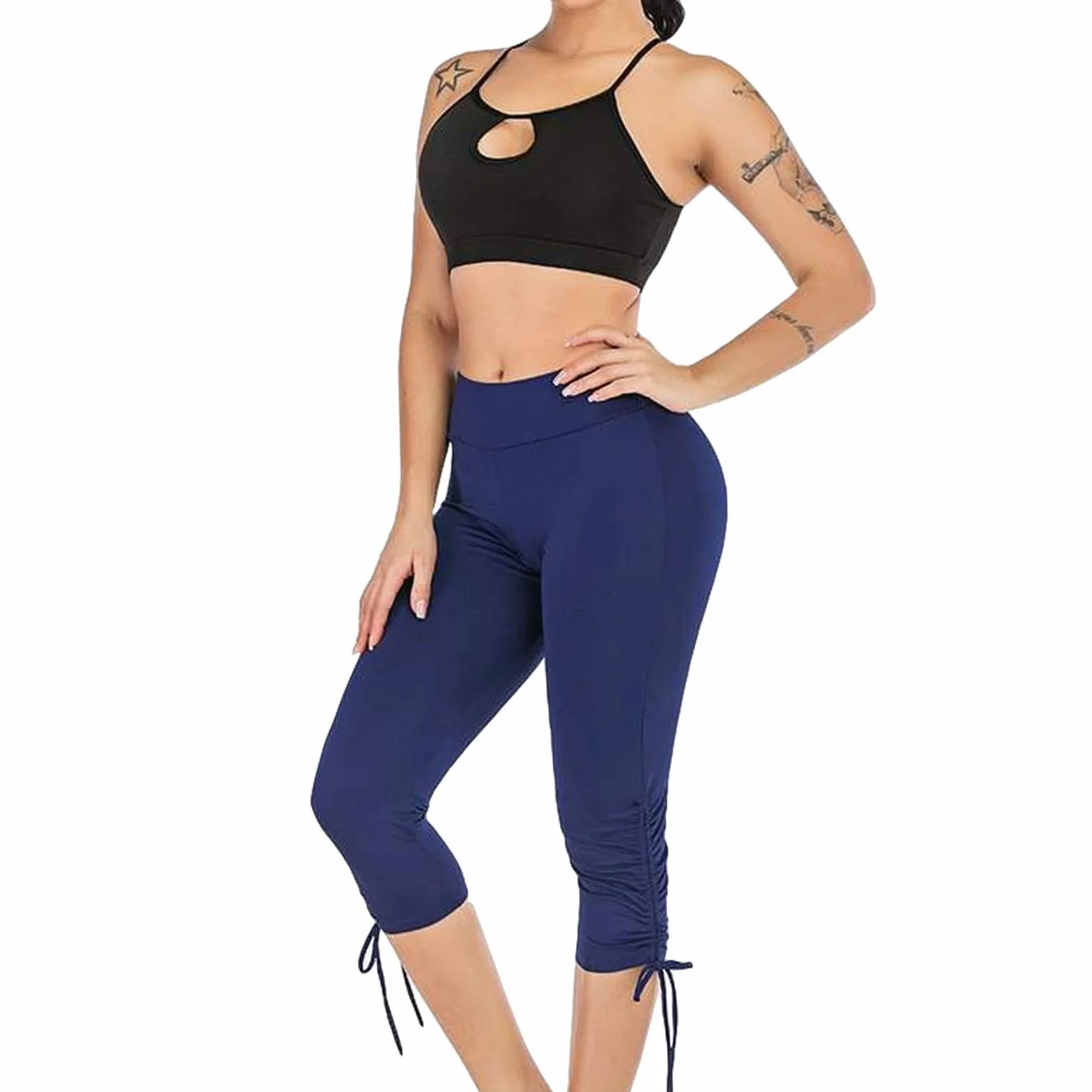 Damskie spodenki kąpielowe szybkoschnące spodenki sportowe z wysokim stanem jednokolorowe spodenki kąpielowe S-XXL, Niebieski, M