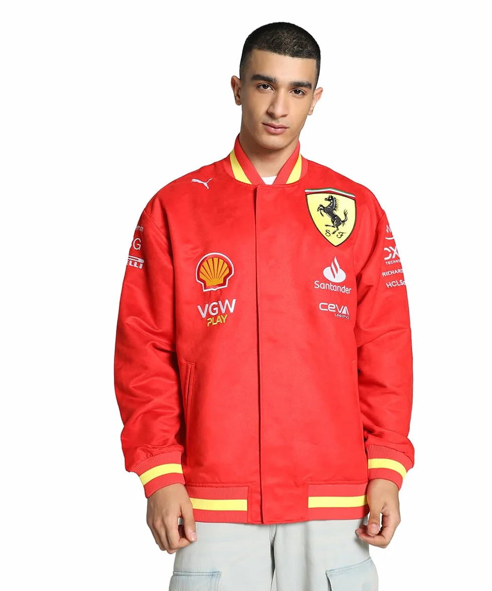PUMA Scuderia Ferrari 2024 męska czerwona spalona kurtka kolegialna