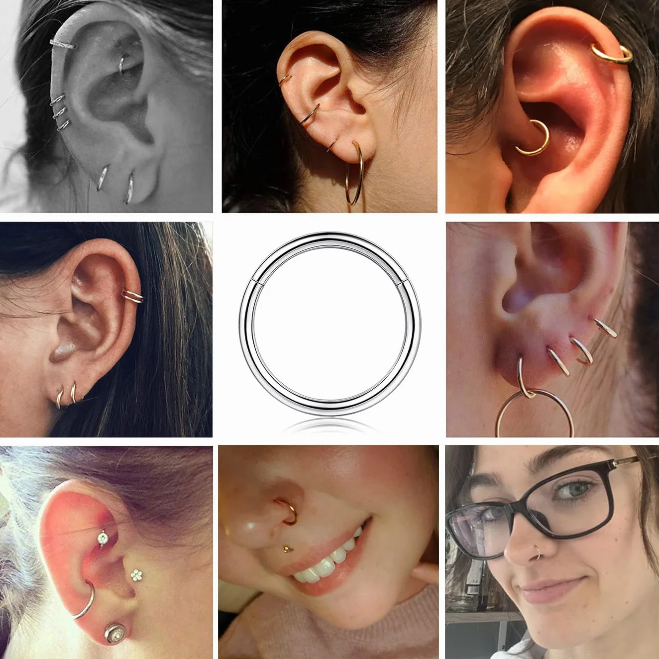 YADOCA 12 sztuk kolczyków do nosa ze stali nierdzewnej 316L, hipoalergiczne, 16 g, piercing do nosa, chrząstki nosowej, tragus, dla kobiet i mężczyzn, 6-16 mm