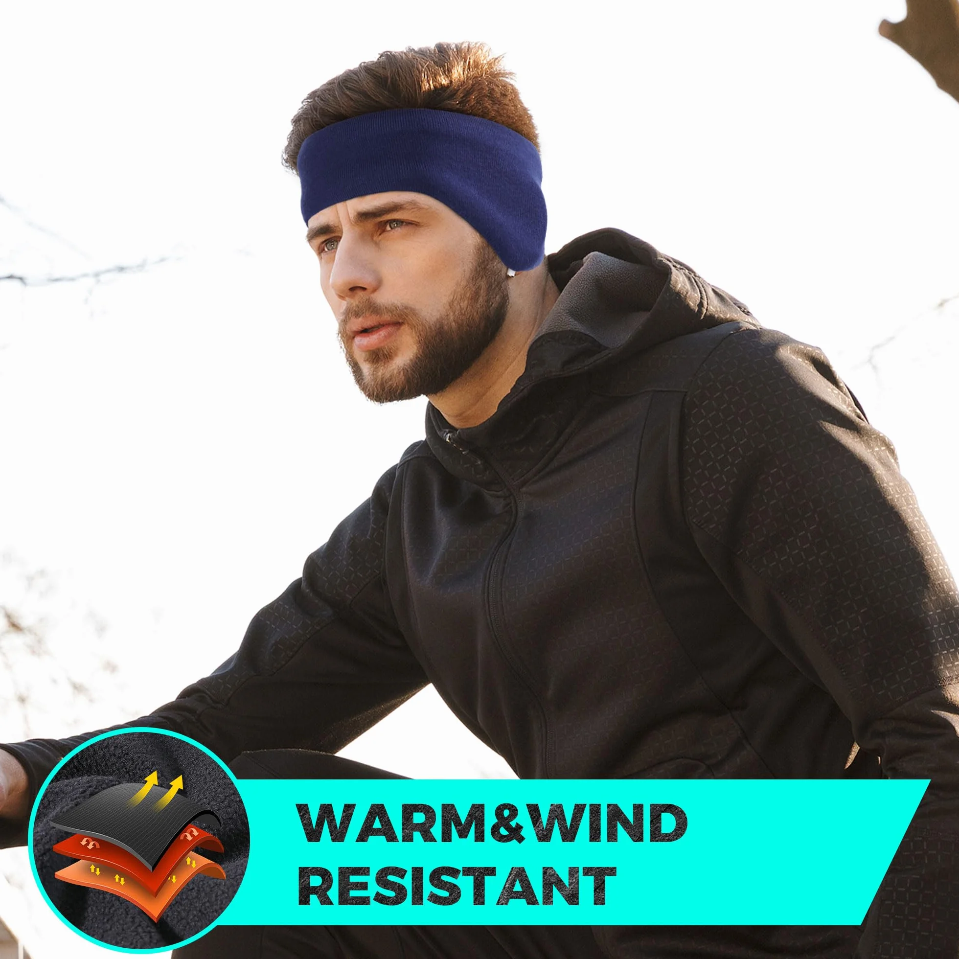 WTACTFUL Dwuwarstwowy polar Pro, ocieplacze na uszy nauszniki na zimną pogodę opaski na uszy dla mężczyzn kobiet narciarstwo bieganie jazda na rowerze