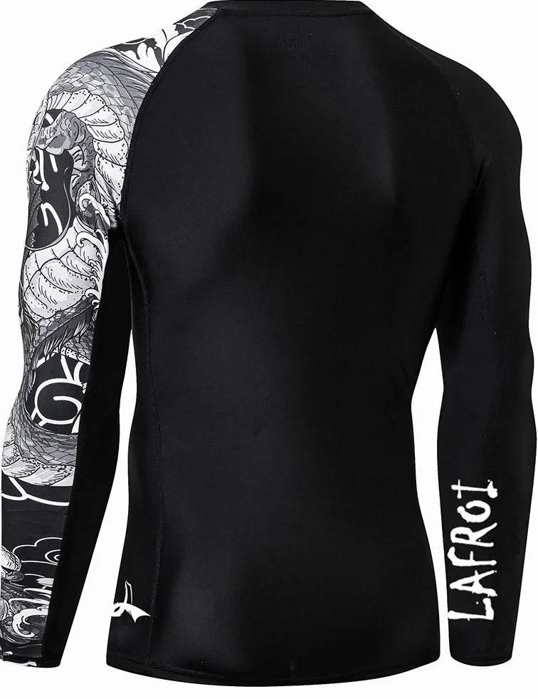 LAFROI Męska koszulka termoaktywna z długim rękawem, UPF 50+ Performance Fit, Kompresja, Rash Guard - CLYYB
