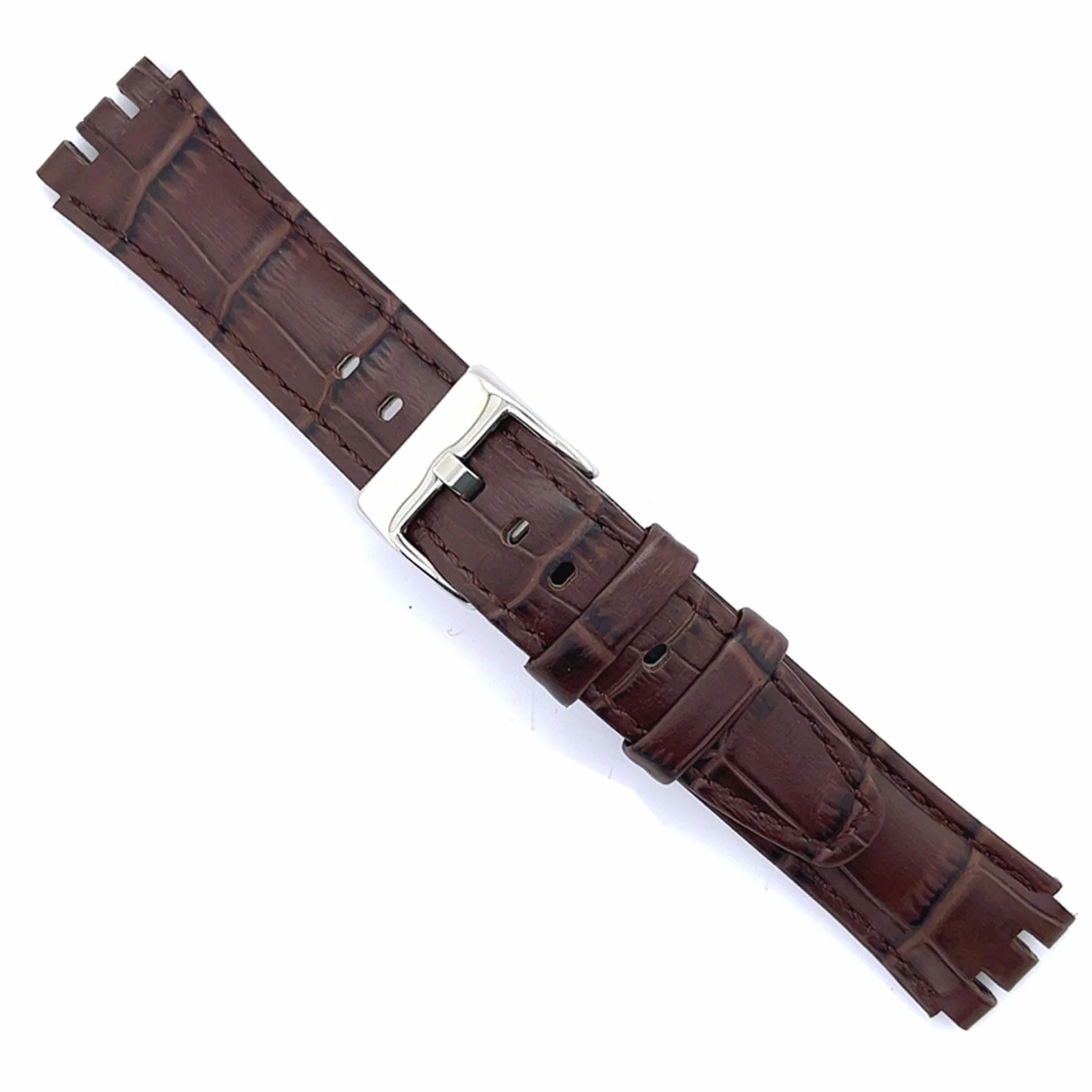 Paski do zegarkow skorzane Diloy kompatybilny z Swatch Irony i Scuba Skóra z grawerowanym Krokodylem Aligator 21-23mm Model 328