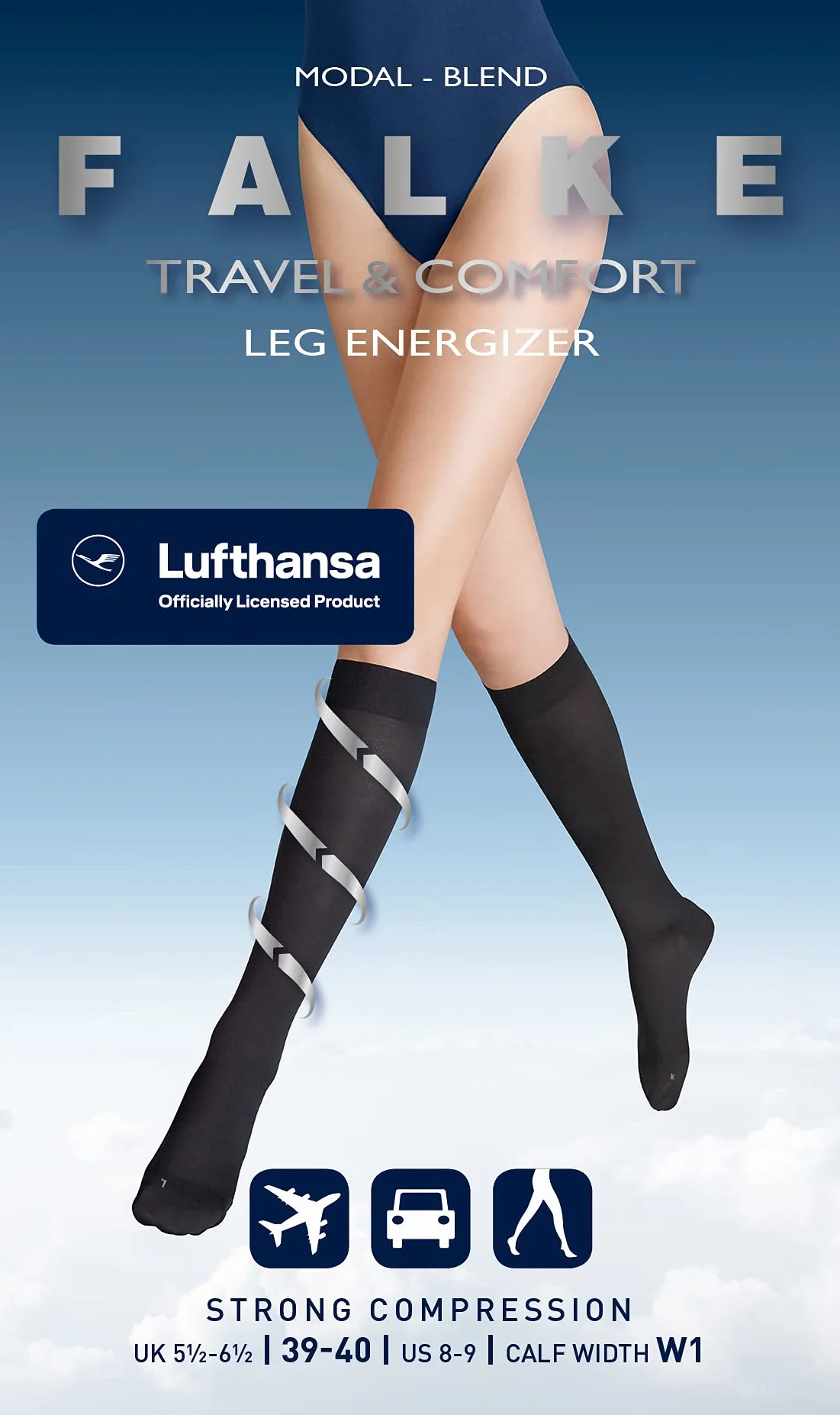 FALKE Kobiety Podkolanówki Energizer W Kh Uciskowe kompresyjne 1 Para, Czarny Black 3009, 39-40