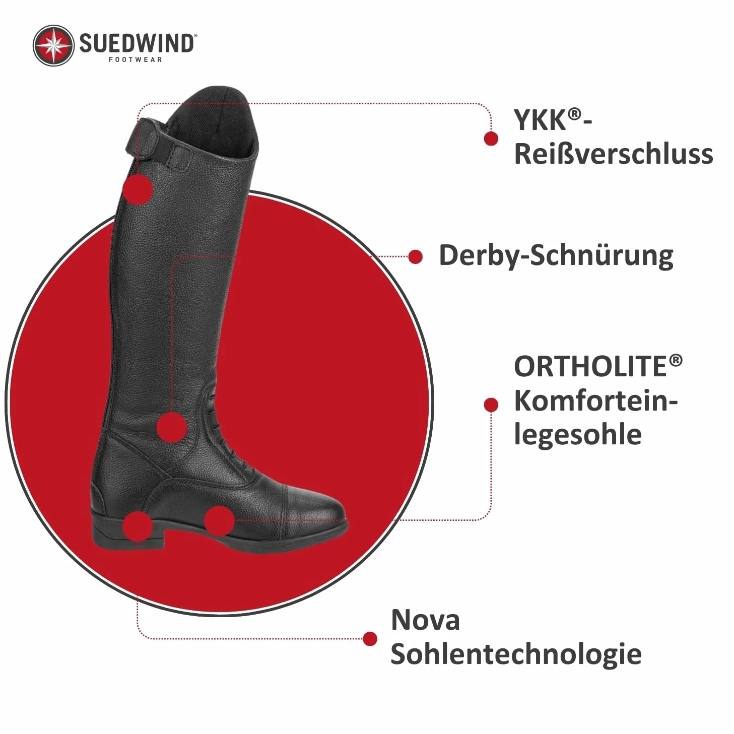 SUEDWIND FOOTWEAR Dziecięce buty do jazdy konnej »NOVA KIDS FUN LEATHER« – skóra naturalna – komfortowa wkładka – YKK – możliwość dopasowania – oddychające – wymienne topy, dostępne oddzielnie