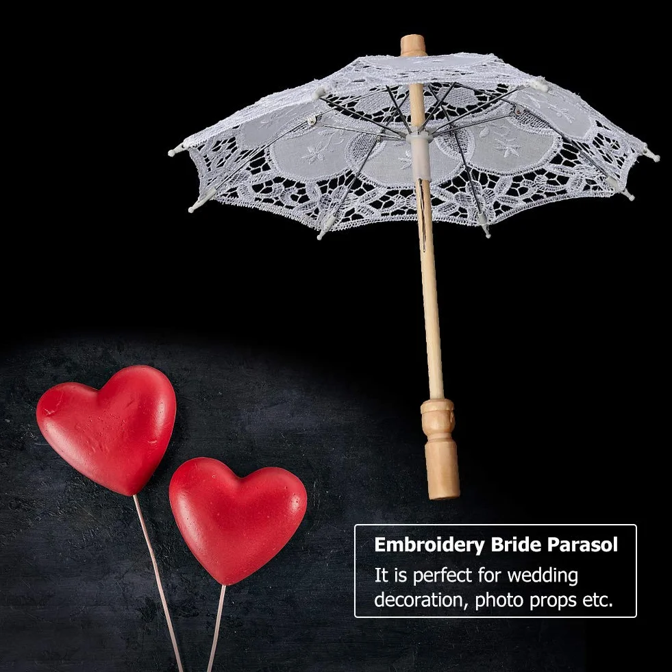 Koronkowy kwiat parasol, ręcznie wykonany haft parasol ślubny panna młoda fotografia parasol dziecięcy parasol (S-biały)