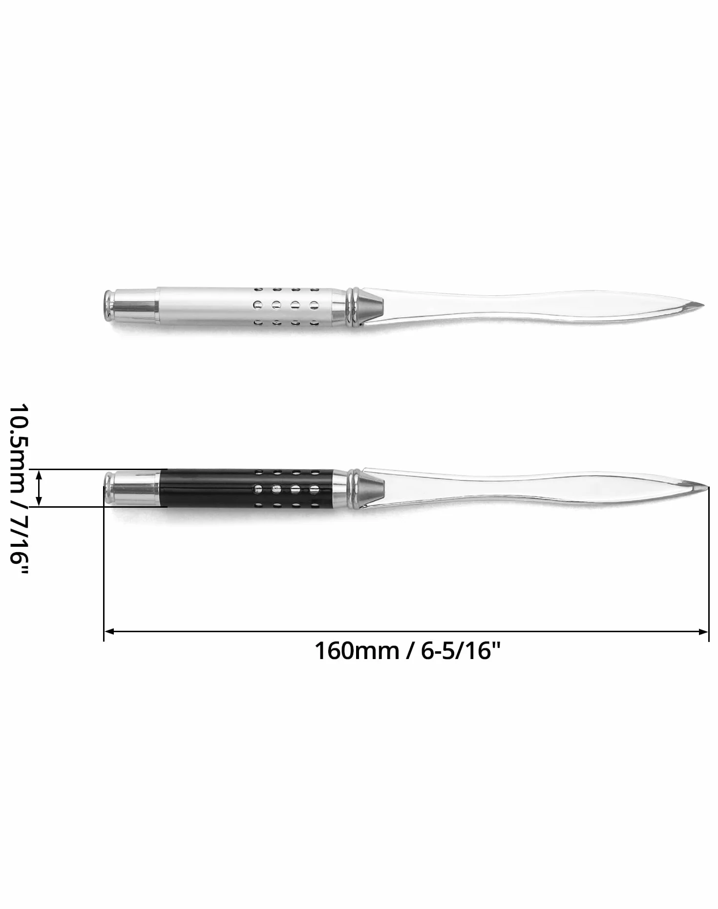 QWORK® 2 szt. Miecz do otwierania listów - 16cm - bez wysiłku otwieraj pocztę i paczki, srebrny i czarny