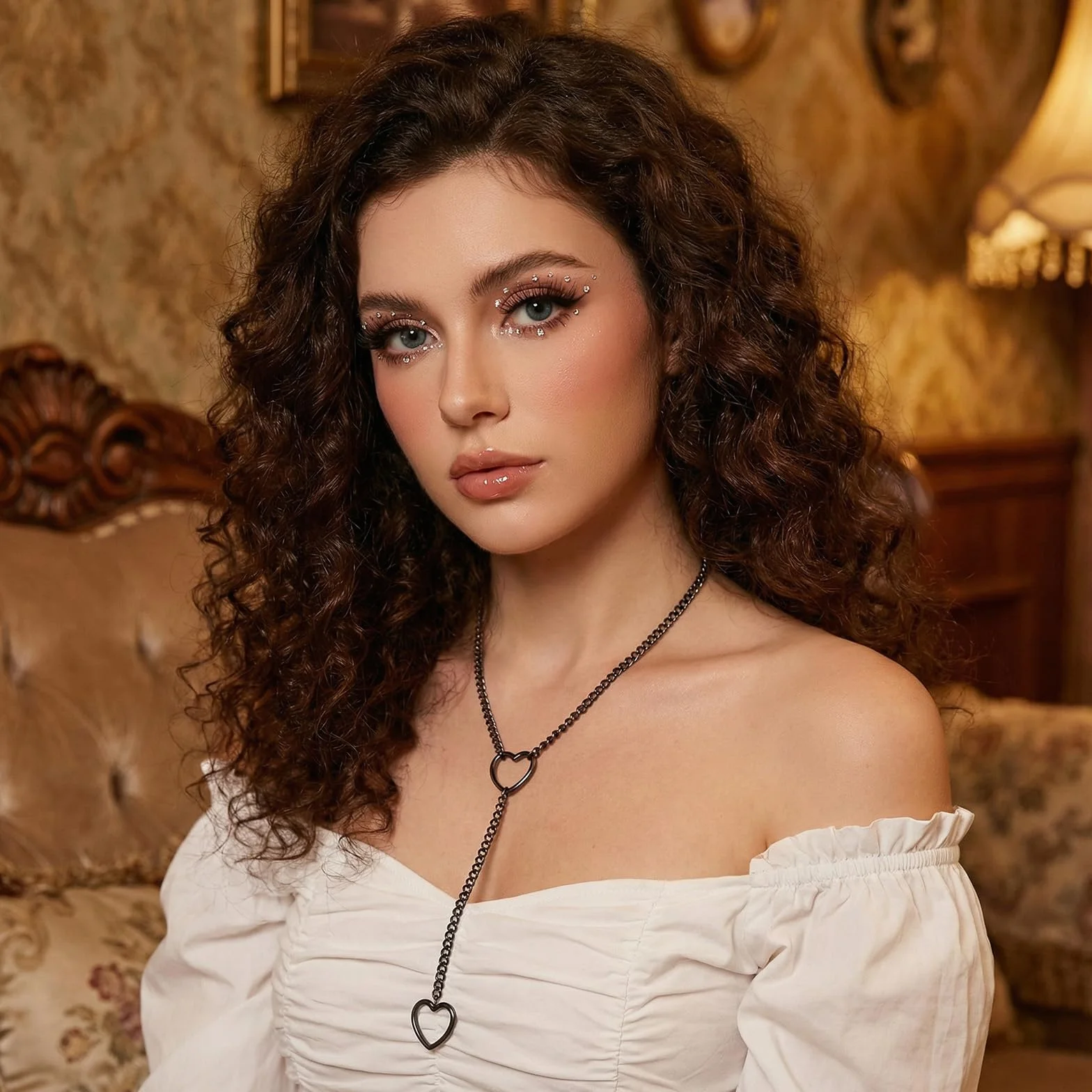 JJUNW 1 x łańcuszek z sercem typu choker, łańcuszek na szyję z okrągłym pierścieniem w kształcie serca, regulowany łańcuszek damski, punk, obroża w kształcie serca, regulowany naszyjnik w kształcie