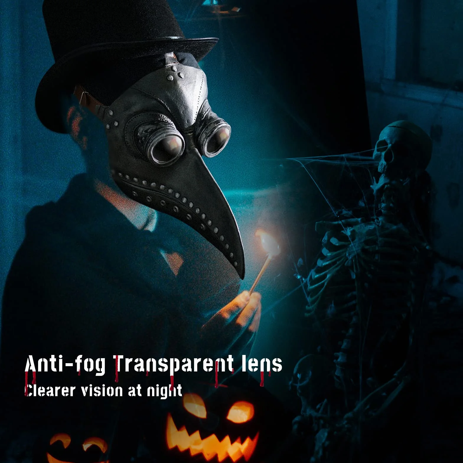 Maska z dziobem na Halloween, średniowieczny lekarz, długi nos, ptasi dziób, karnawał, horror, steampunk, maska na plagę