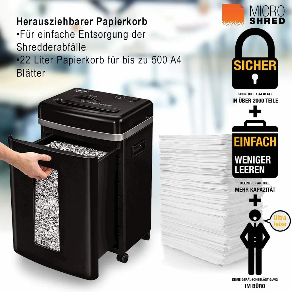Fellowes High Security 9 4074101 Niszczarka, Czarny, 22L
