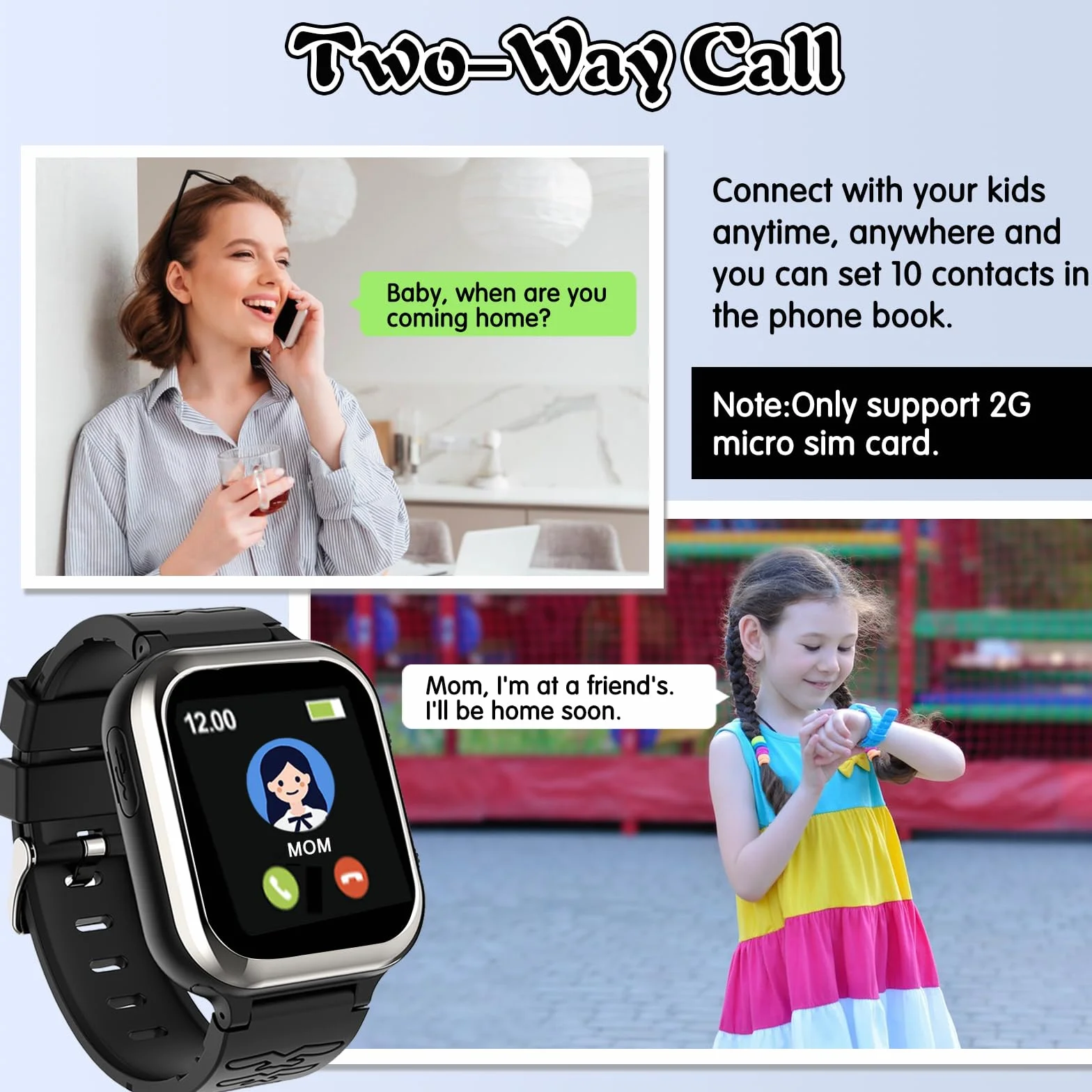 Inteligentny zegarek dla dzieci, inteligentny zegarek dla dzieci z rozmową telefoniczną SOS muzyka wideo kamera licznik kroków, inteligentny zegarek dla chłopców dziewcząt prezenty urodzinowe w