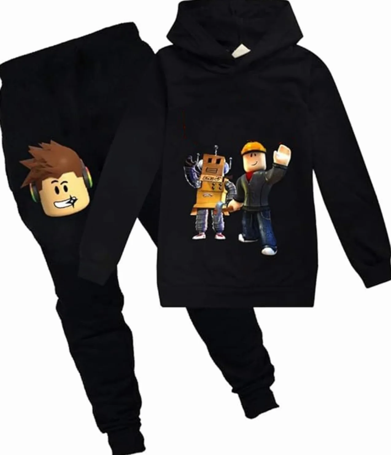 Roblox gra bluza chłopcy bluzy z kapturem dziewczęta dzieci stroje postaci z kreskówek sweter bawełniane spodnie ubrania 2 szt. zestawy