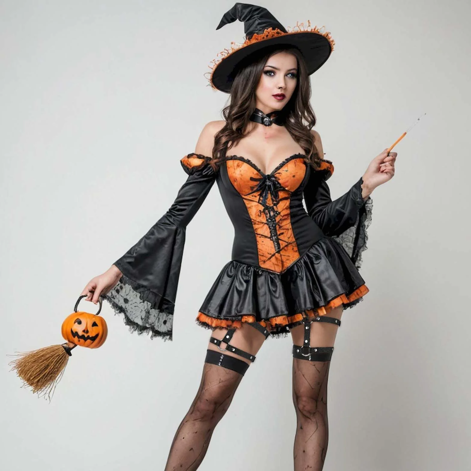 Giantree 2 sztuki podwiązek damskich, punk, gotycki, elastyczna podwiązka do ud, regulowana, skórzana, łańcuszek na nogi, Halloween, karnawał, Cosplay, akcesoria dla kobiet i dziewcząt, czarny, jeden
