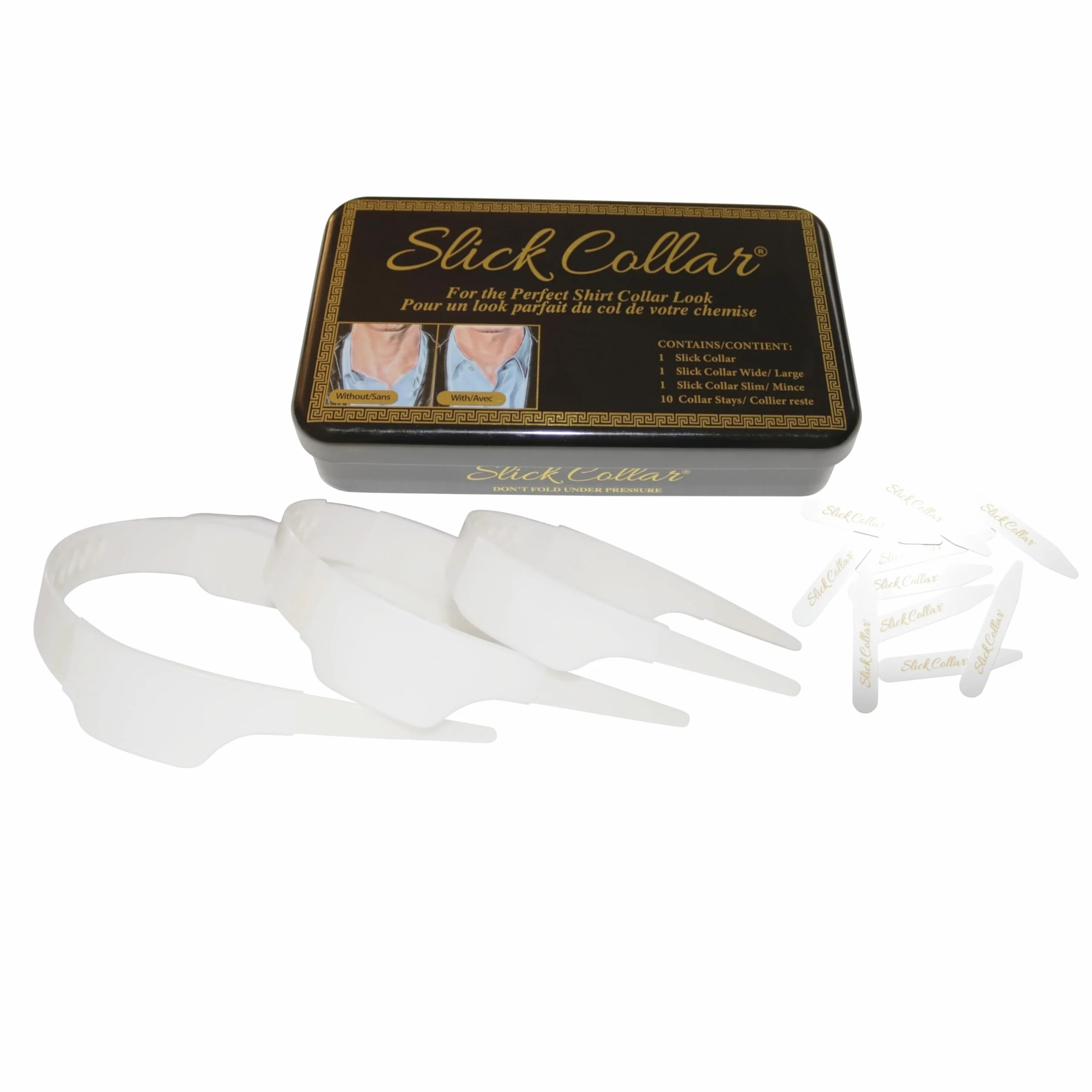 Slick Collar Regulowany kołnierz koszuli zestaw bonusowy z kołnierzykiem dla mężczyzn i kobiet koszule białe, małe, rozmiar 3XL, biały, One Size