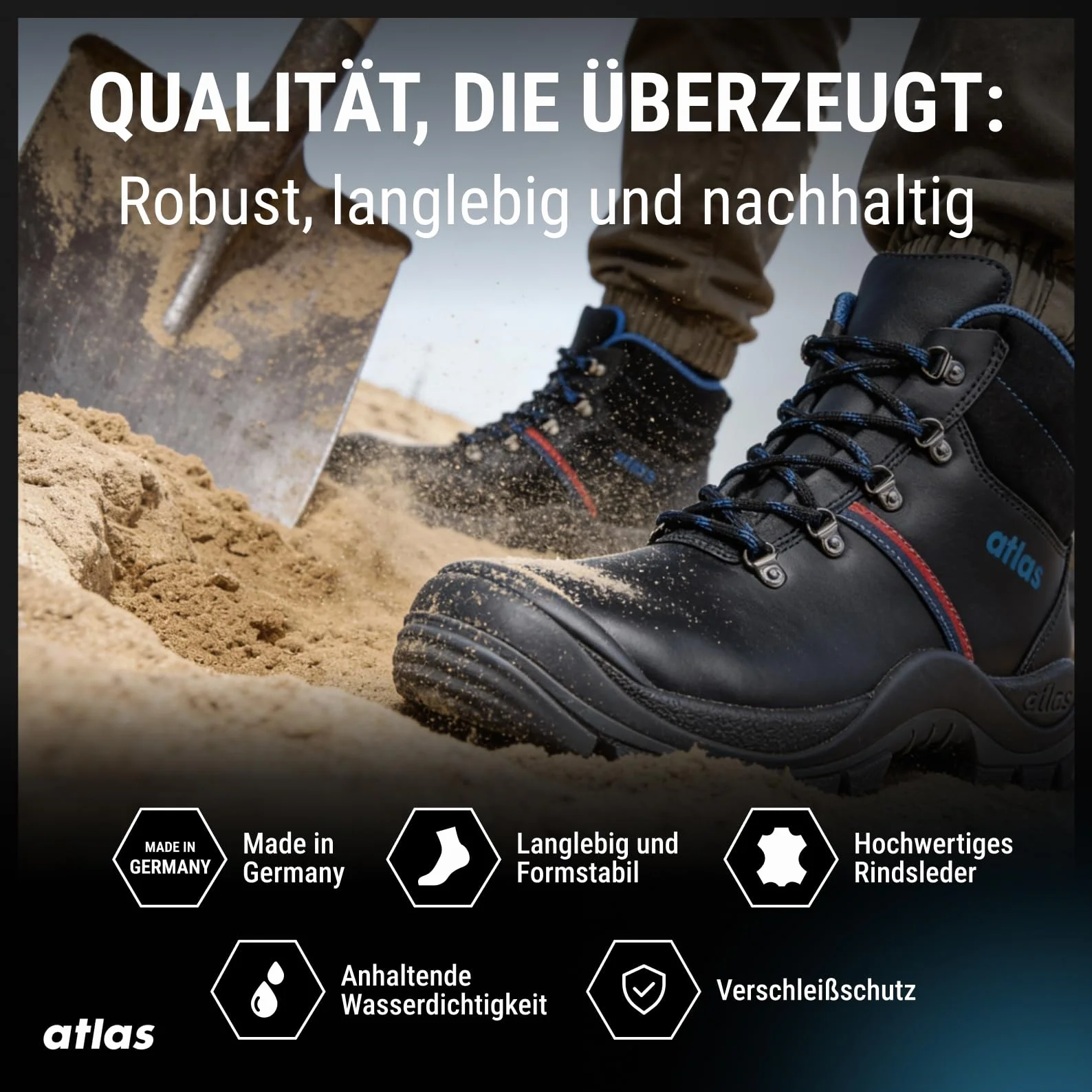 Atlas Męskie buty ochronne BAU 500, czarny, 43 EU