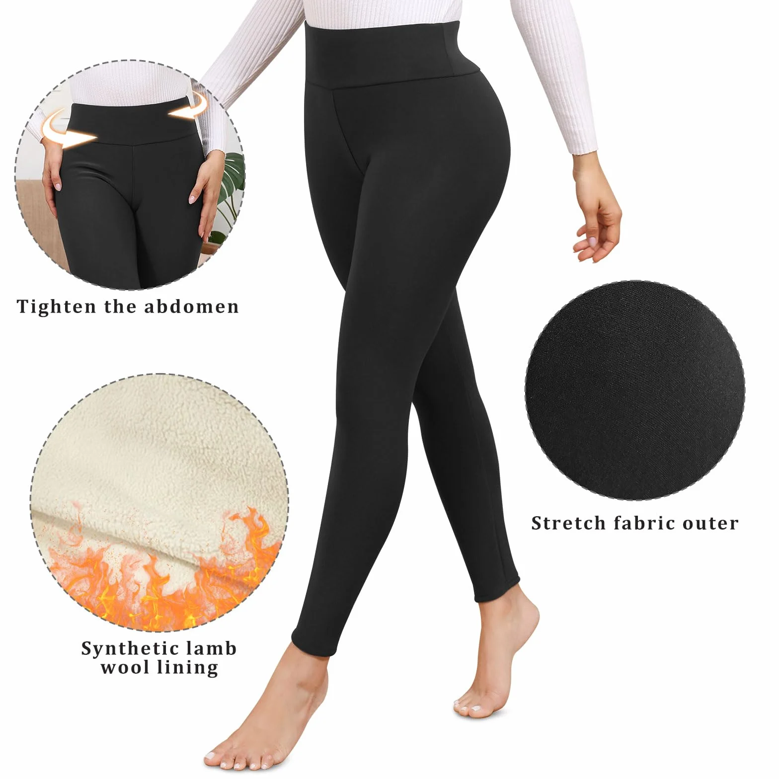 Damskie legginsy z podszewką polarową z wysokim stanem zimowe termiczne rajstopy treningowe do jogi dla kobiet