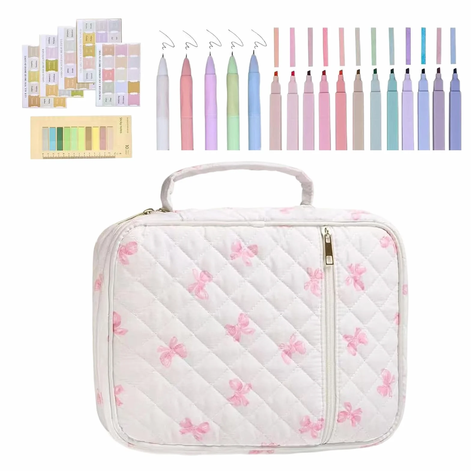 Bible Journaling Kit - Scripture Study Supplies for Reflection | Cotton Storage Case with Highlighters Pen Label Bookmarks Labels, Faith Annotation Set for Women Men Teachers