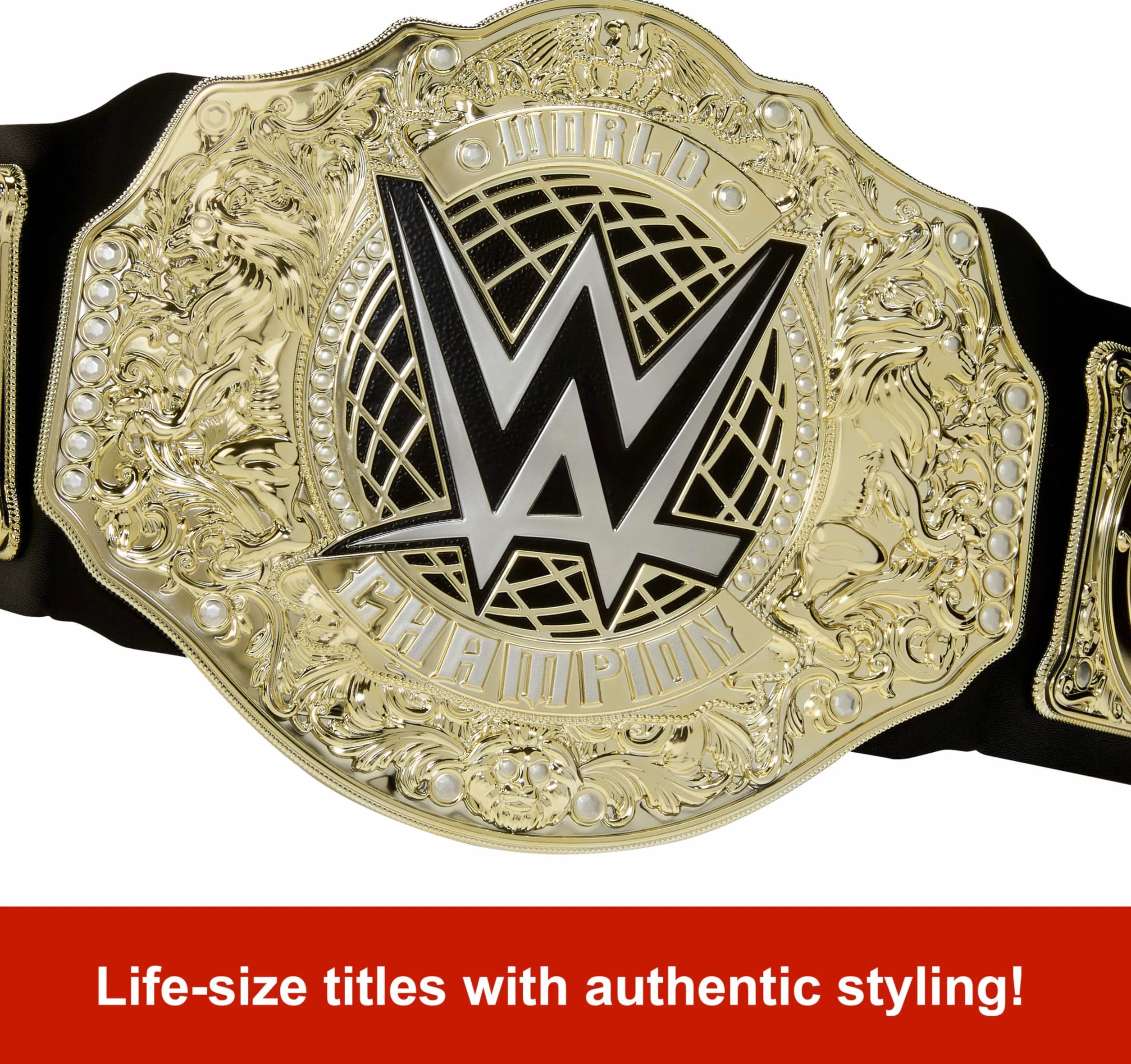 Mattel WWE Heavy Weight Mistrzostwa Świata Pas WWE, imitacja mistrza świata w wadze ciężkiej, imitacja i przebranie, pasek ze skóry PU ponad 90 cm z wyjątkowym dopasowaniem, HYF18