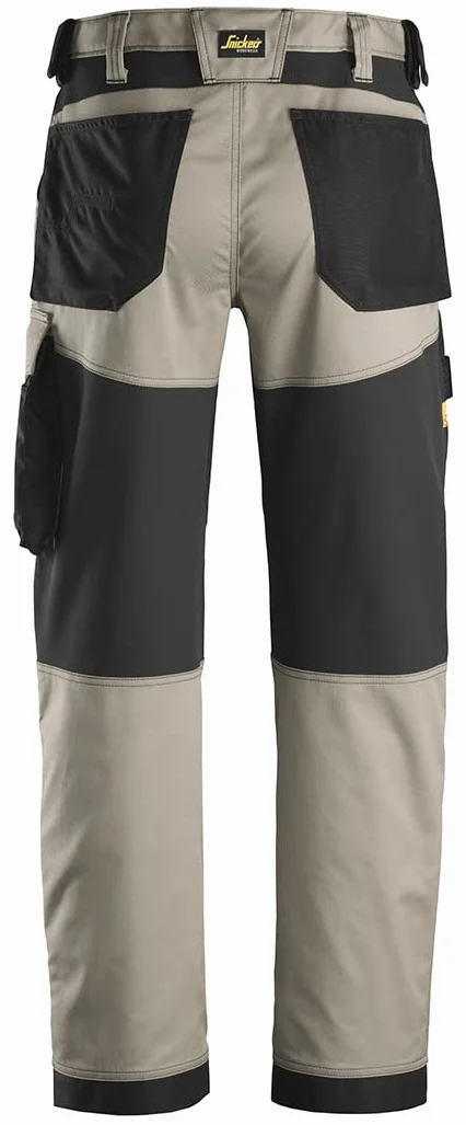 Snickers Workwear U635120043830 AllroundWork Stretch luźne spodnie robocze (khaki/czarny) - 38/30