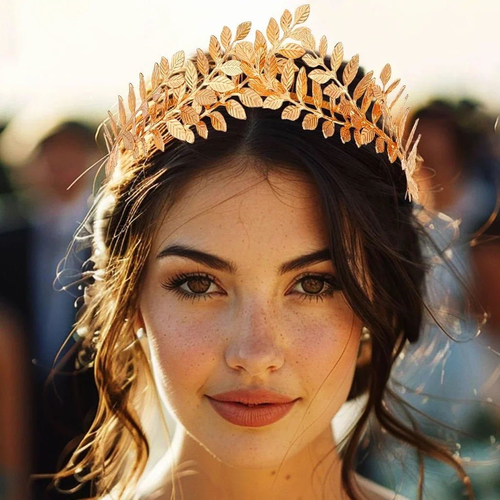 Grecka diadem, liśćmi, korona, opaska na czoło, kostium na głowę, liście, dla panny młodej, odzież głowy dla kobiet, jeden rozmiar, Plastik, Bez kamieni szlachetnych