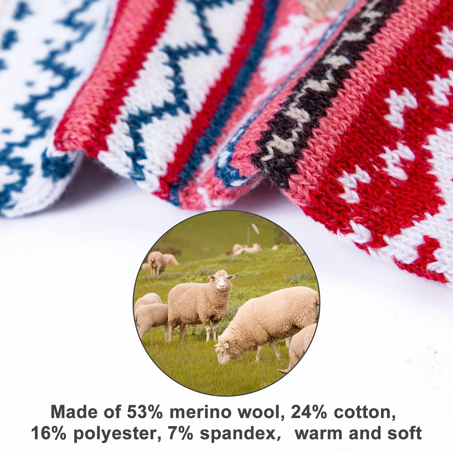 Chalier Cozy Zimowe skarpety damskie z wełny merynosów, termiczne, w stylu vintage, wełniane, grube, ciepłe, miękkie, oddychające bawełniane skarpety na wędrówki, trekking
