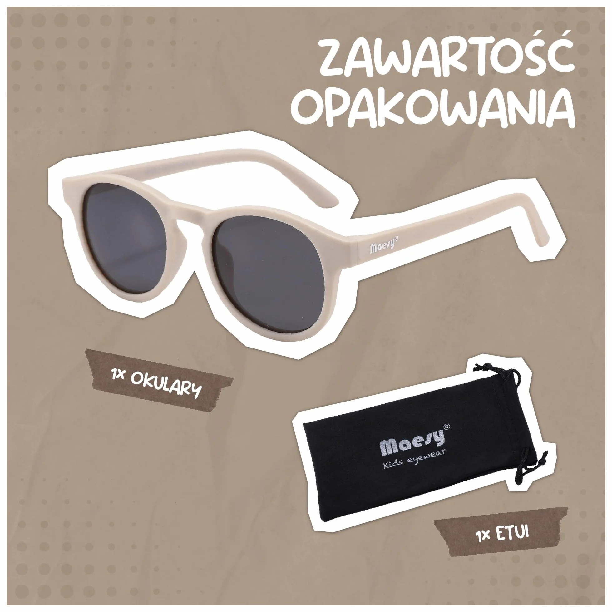 dziecięce okulary przeciwsłoneczne Faela - 3-6 lat - elastyczne, wyginane - ochrona UV400 z polaryzacją - maluchy i przedszkolaki - chłopcy i dziewczynki - okrągłe