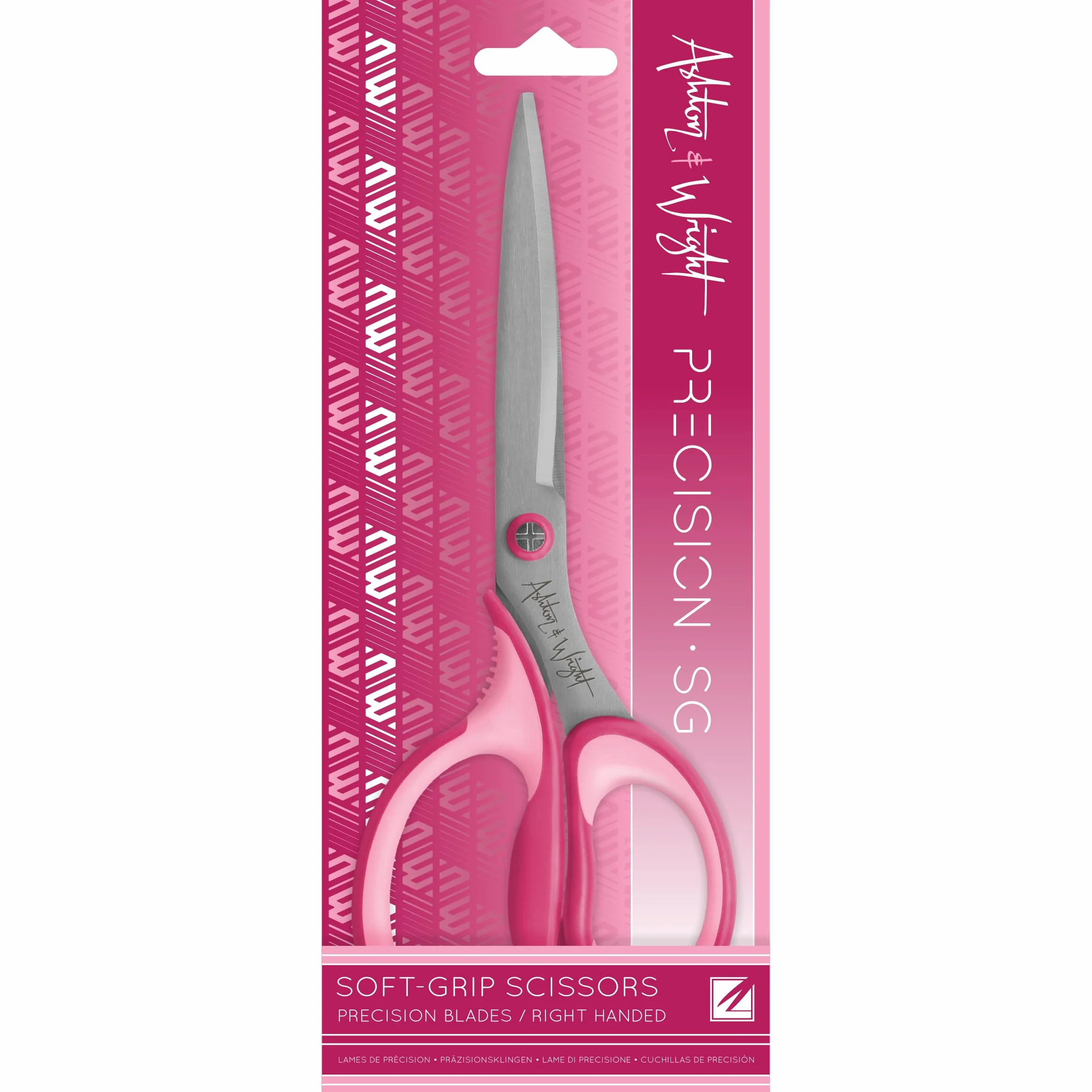 Ashton and Wright - Precyzyjne nożyczki SG z miękkim uchwytem do biura, domu, kuchni i rzemiosła - 210 mm / 8" - stalowe ostrza (kolor różowy, dla osób praworęcznych)