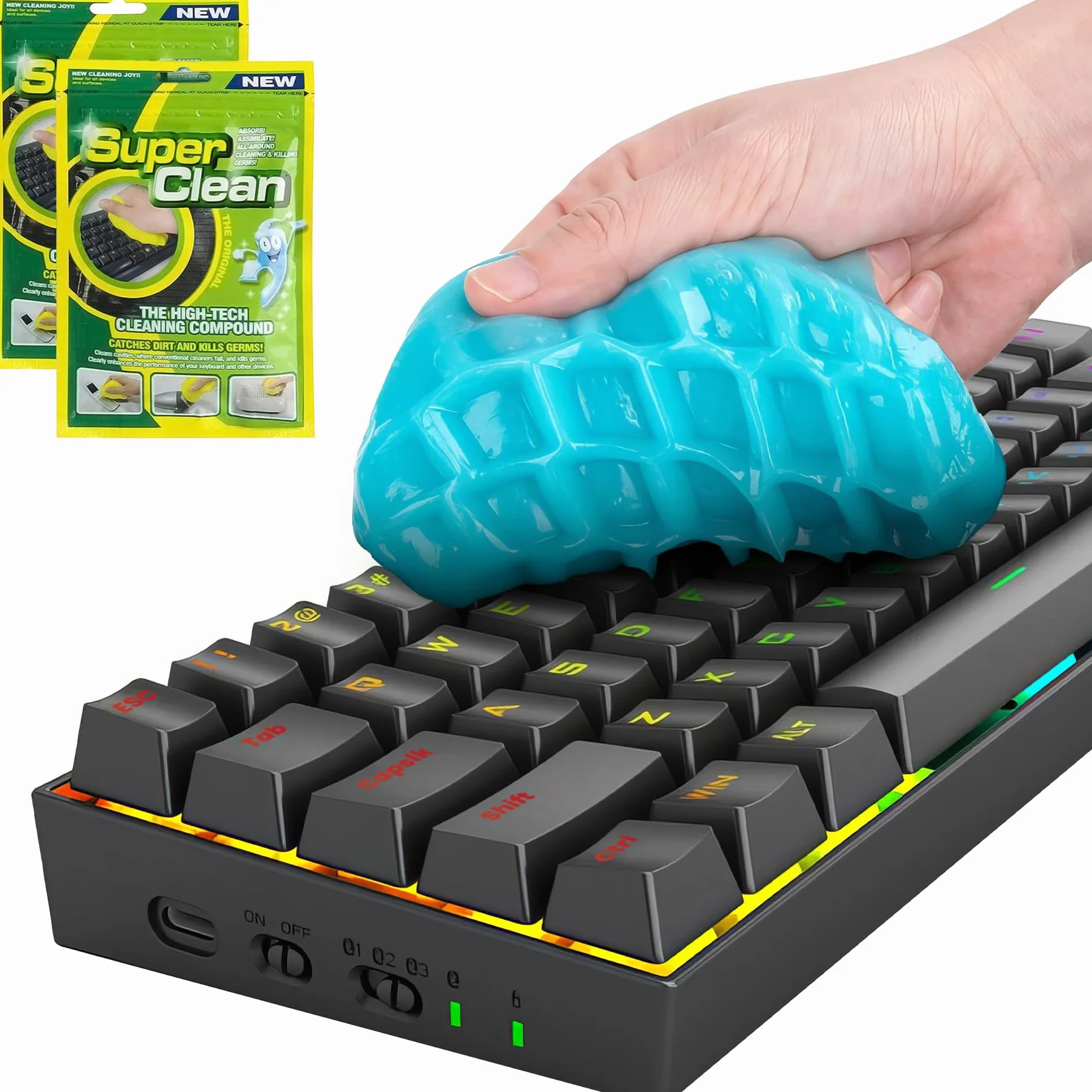 ULTRICS Środek do czyszczenia klawiatury, (2 szt.) żel do czyszczenia kurzu, zestaw do usuwania brudu do komputera PC laptopa wnętrza samochodu otwory wentylacyjne deska rozdzielcza kamera pilot