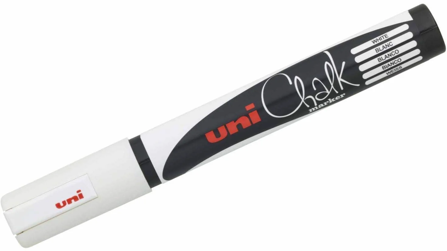 UNI TS-140135 PWE-5M końcówka kulowa Marker kreda, średni, 1,8 mm, szerokość linii 2,5 mm, biały, 1 sztuka