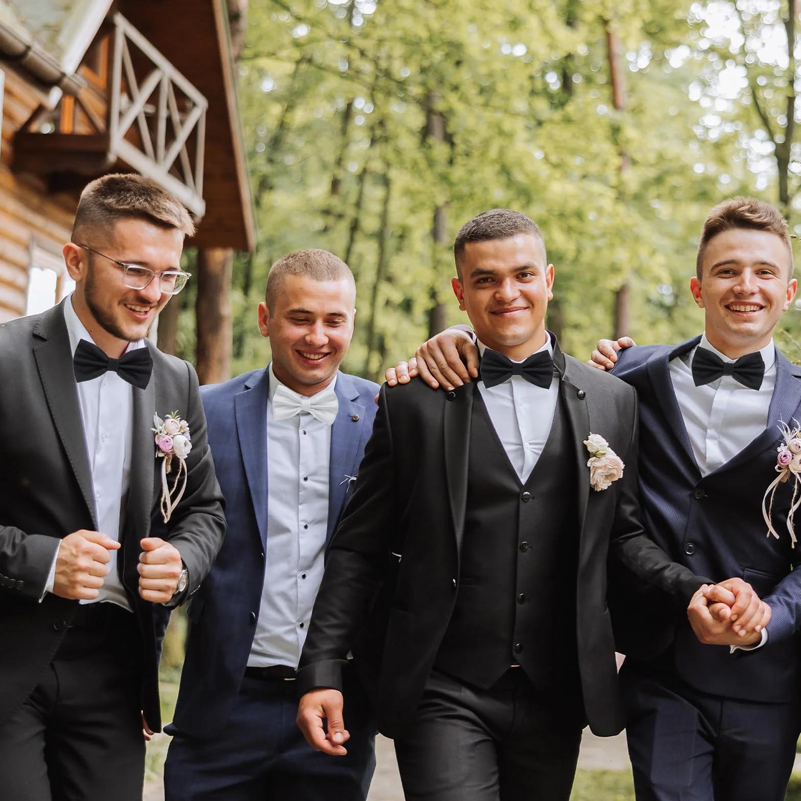 TIESOME 2 zestawy męskiej muszki i poszetki, jednolity kolor regulowany krawat formalne akcesoria na przyjęcie weselne