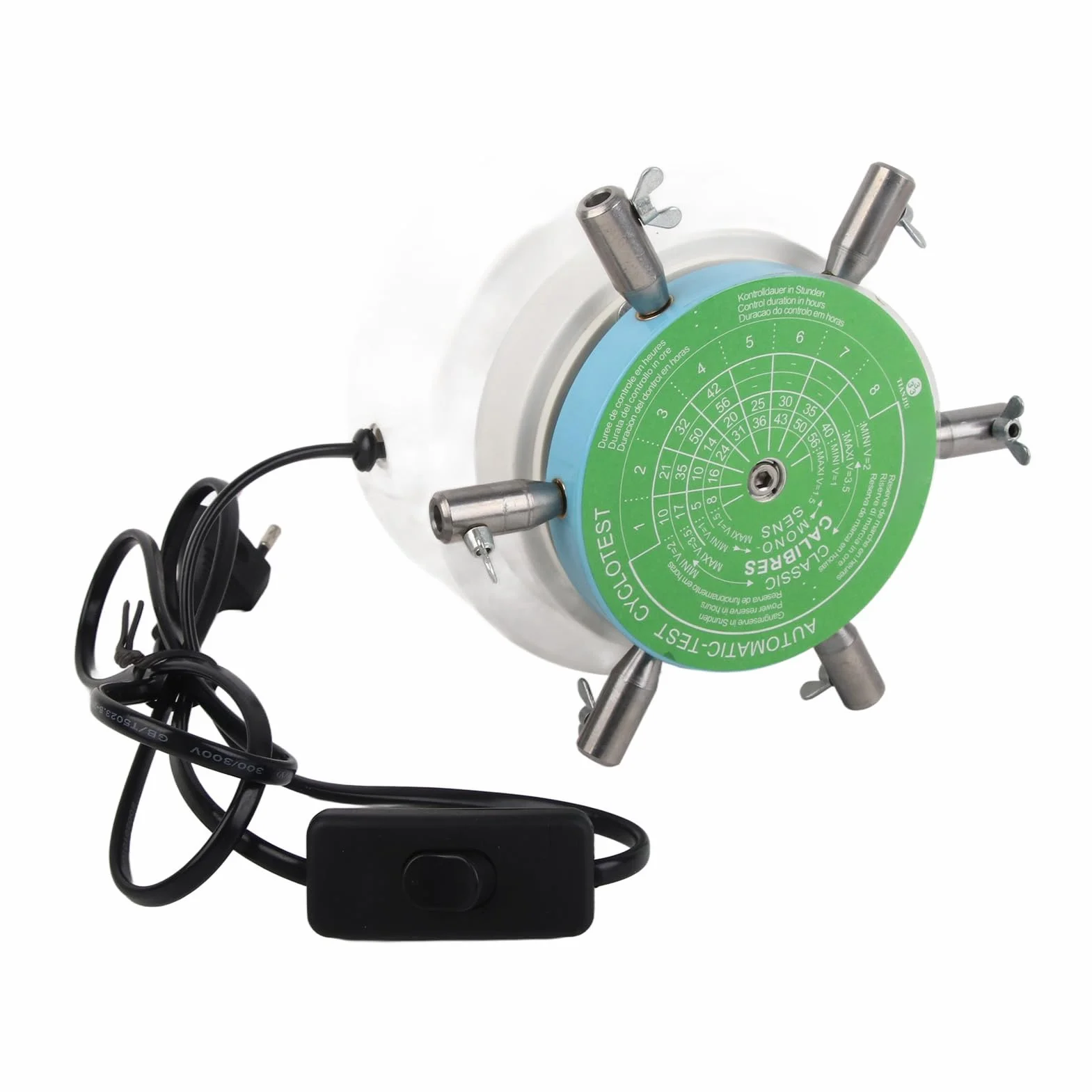 6 Arms Watch Winder Machine,6 Arme Uhrenbeweger Maschine Automatischer mechanischer Machine, Reparaturwerkzeug für Uhrenreparaturwerkzeug EU-Stecker AC250V Auto Tester AC 250V 2,5/min