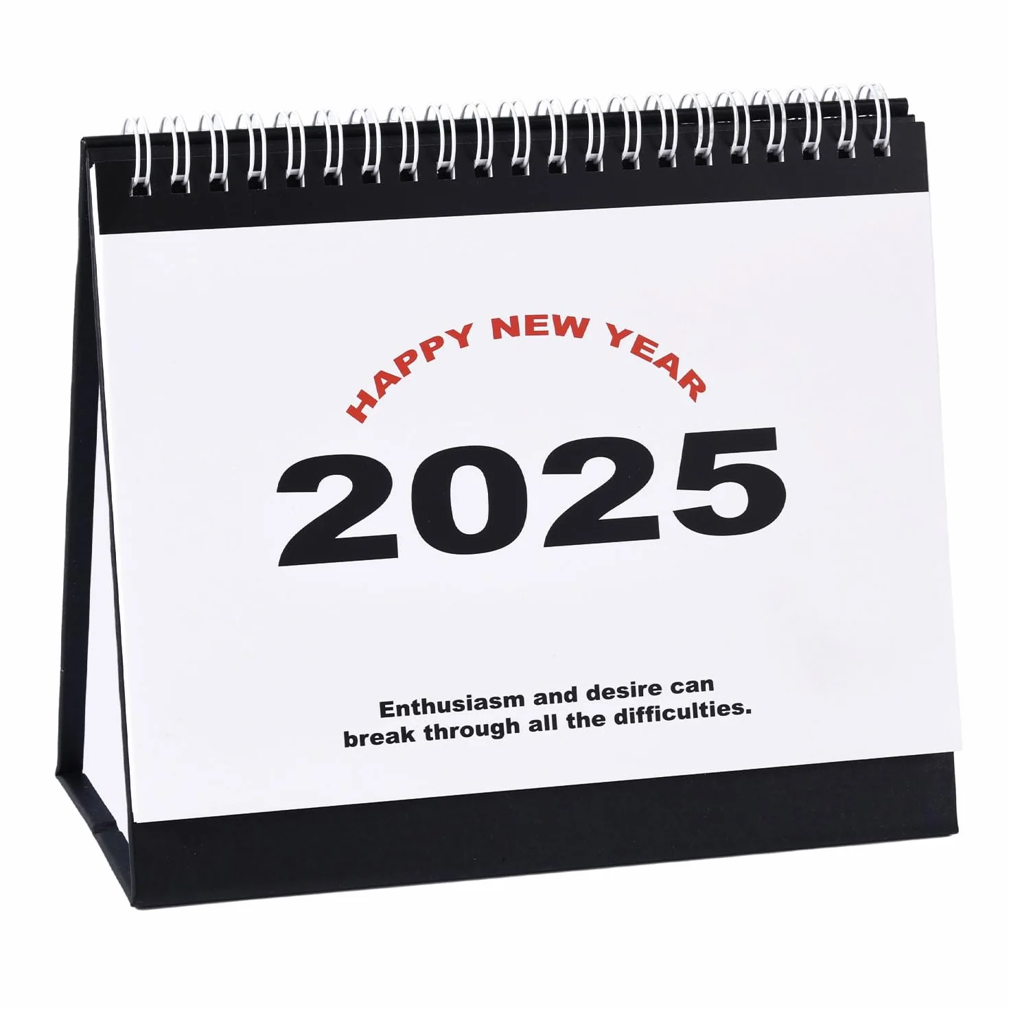 Kalendarz Biurkowy, Wazny od Pazdziernika 2024 do Grudnia 2025 Gruby Papier Kalendarz Stojacy z Klapka na Rok 2025 z Podwójnym Drutem do Domu Biura Szkoly (Czarny)