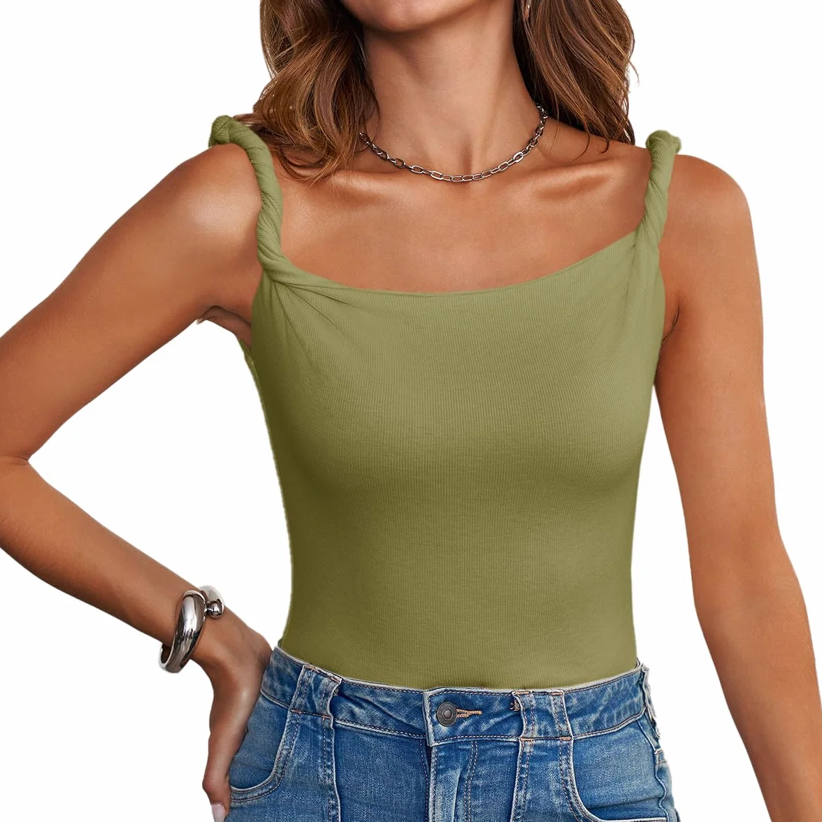 Imily Bela Damski letni seksowny top bez rękawów, ramiączka spaghetti, top Y2K slim fit, tank top
