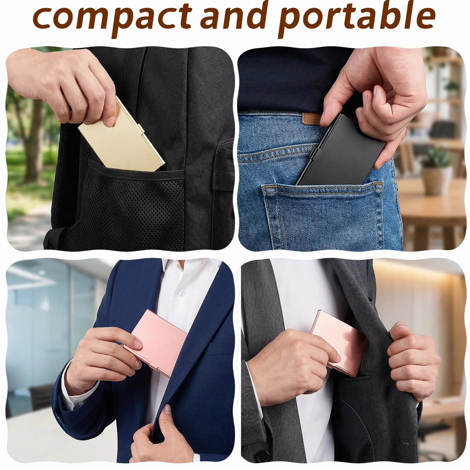 3 sztuki etui na wizytówki, cienkie, damskie, do przechowywania wizytówek, wizytówek, spersonalizowane, aluminiowe, na karty kredytowe, organizer (3 kolory)