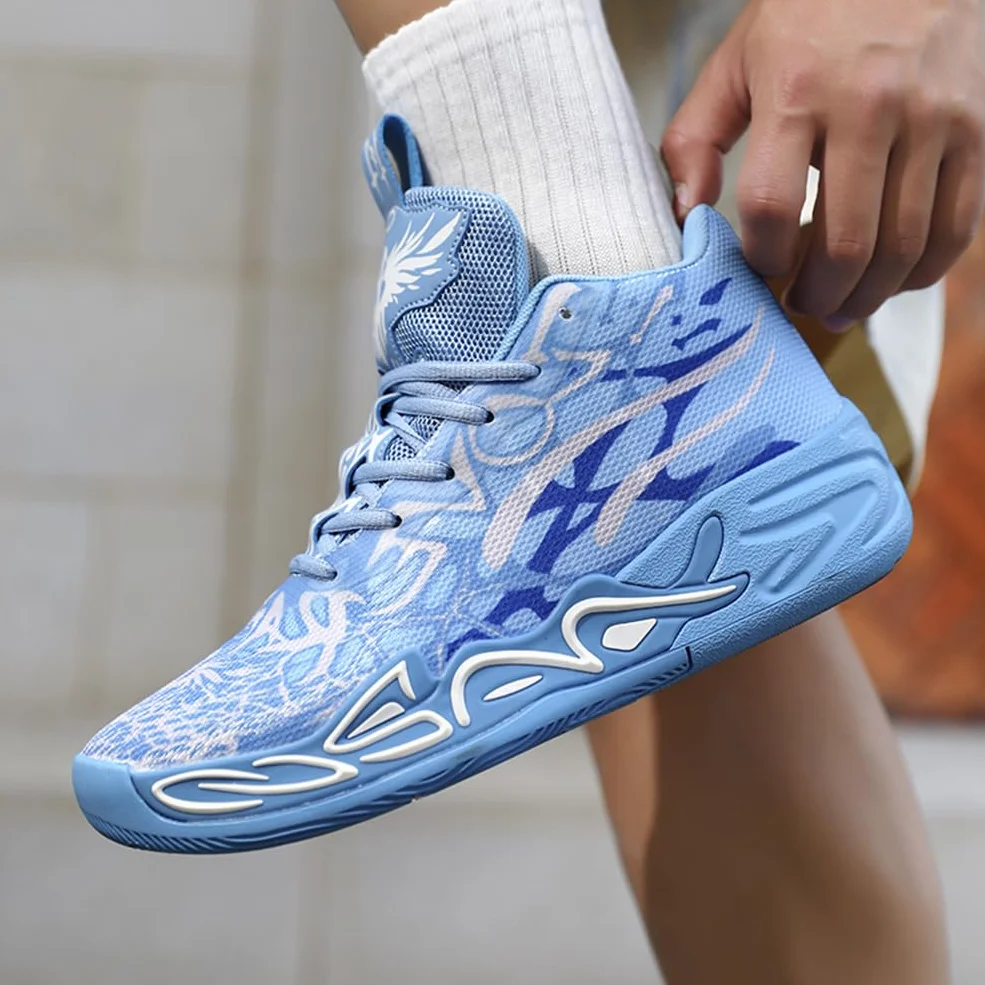 Męskie buty do koszykówki modne antypoślizgowe trampki i buty sportowe unisex lekka gumowa podeszwa zewnętrzna, oddychające, sportowe trampki młodzieżowe