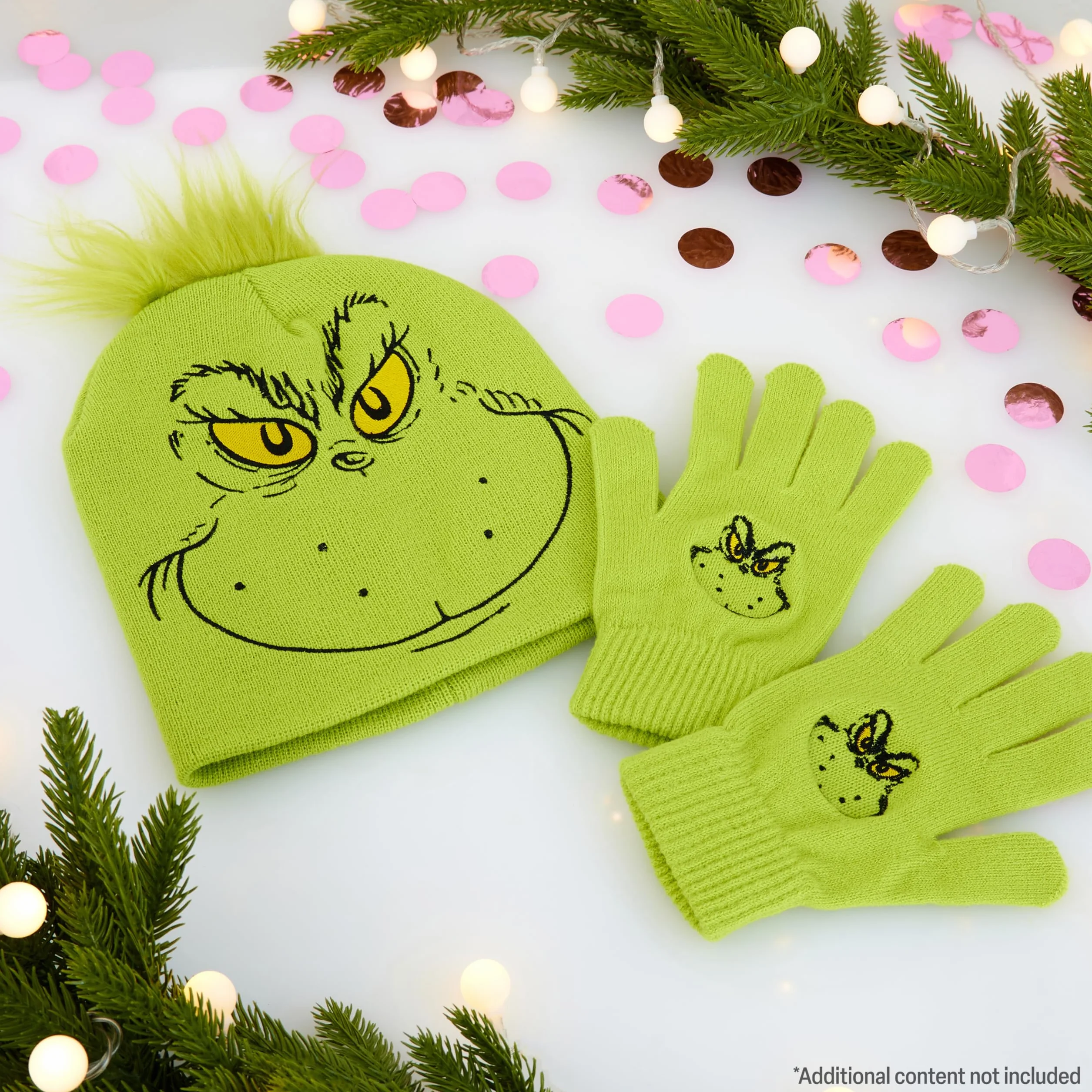 The Grinch Kapelusz szalik i rękawiczki damskie akcesoria zimowe, zabawny kapelusz ogrzewacz do rąk długa czapka rękawica - prezenty dla niej