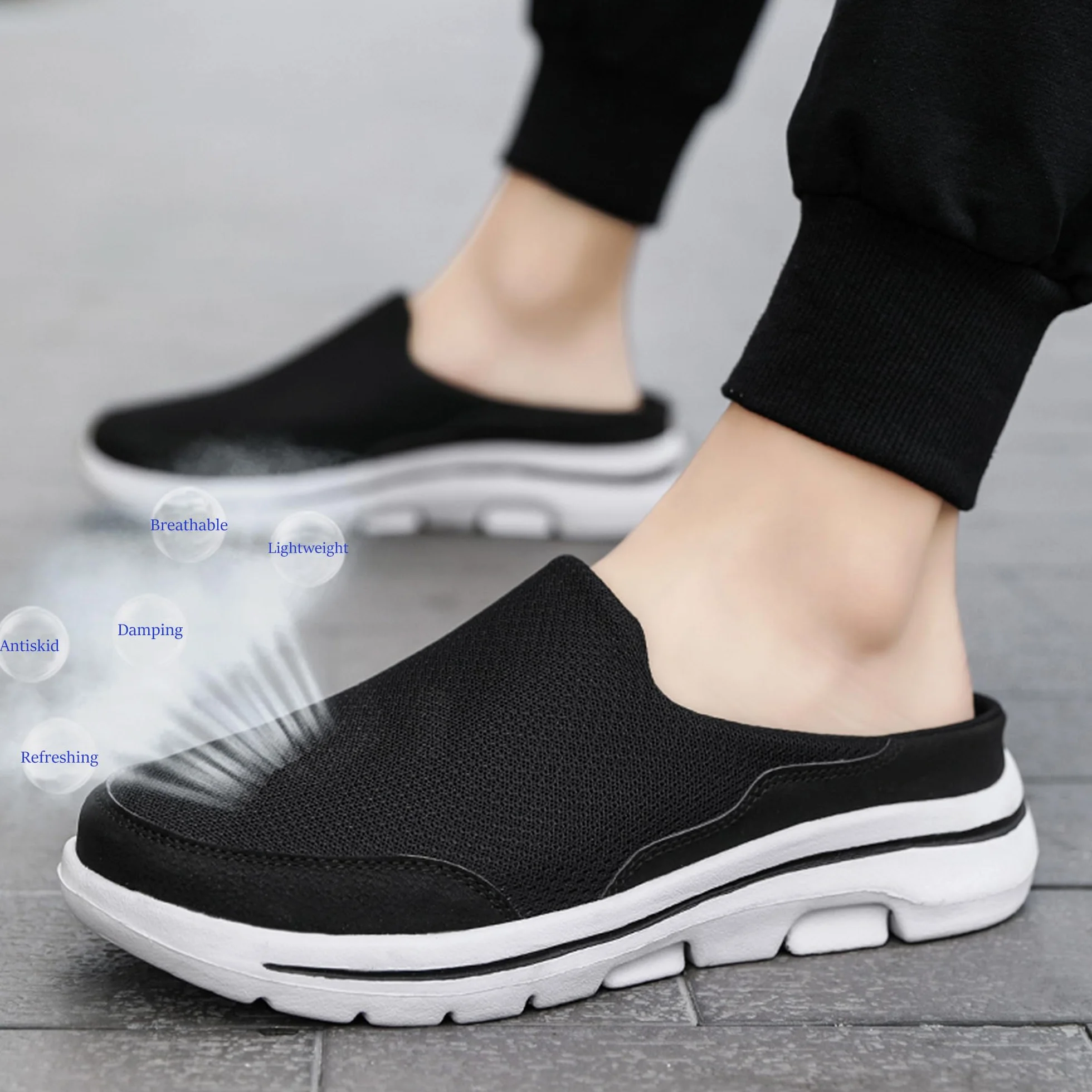 SMajong Clogs damskie letnie kapcie męskie, lekkie, oddychające buty ogrodowe, antypoślizgowe, wsuwane, uniseks, rozmiar 36-48