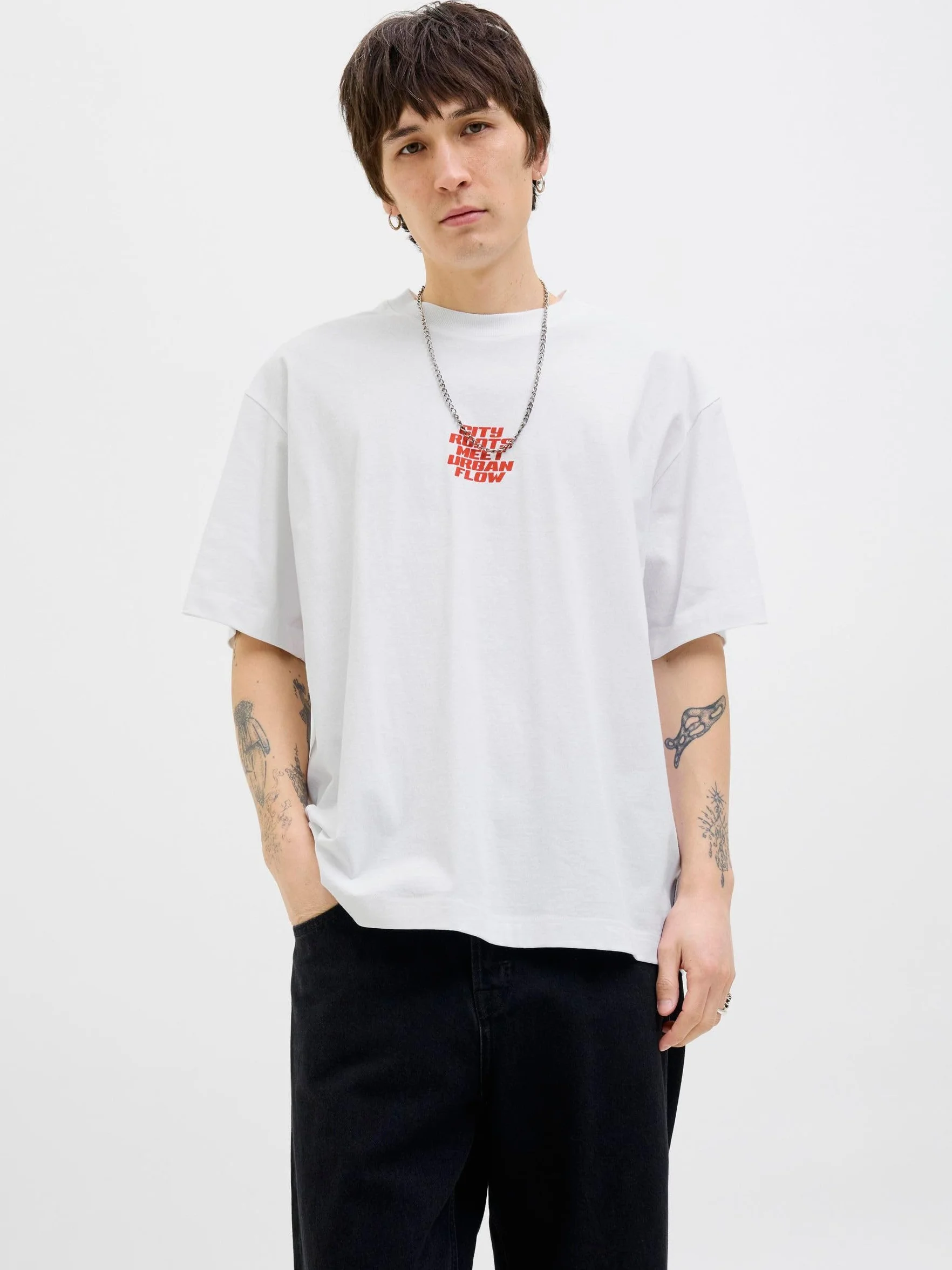 Jack & Jones Jcointerlude Floral Back Tee SS Crew, Bright White, L
