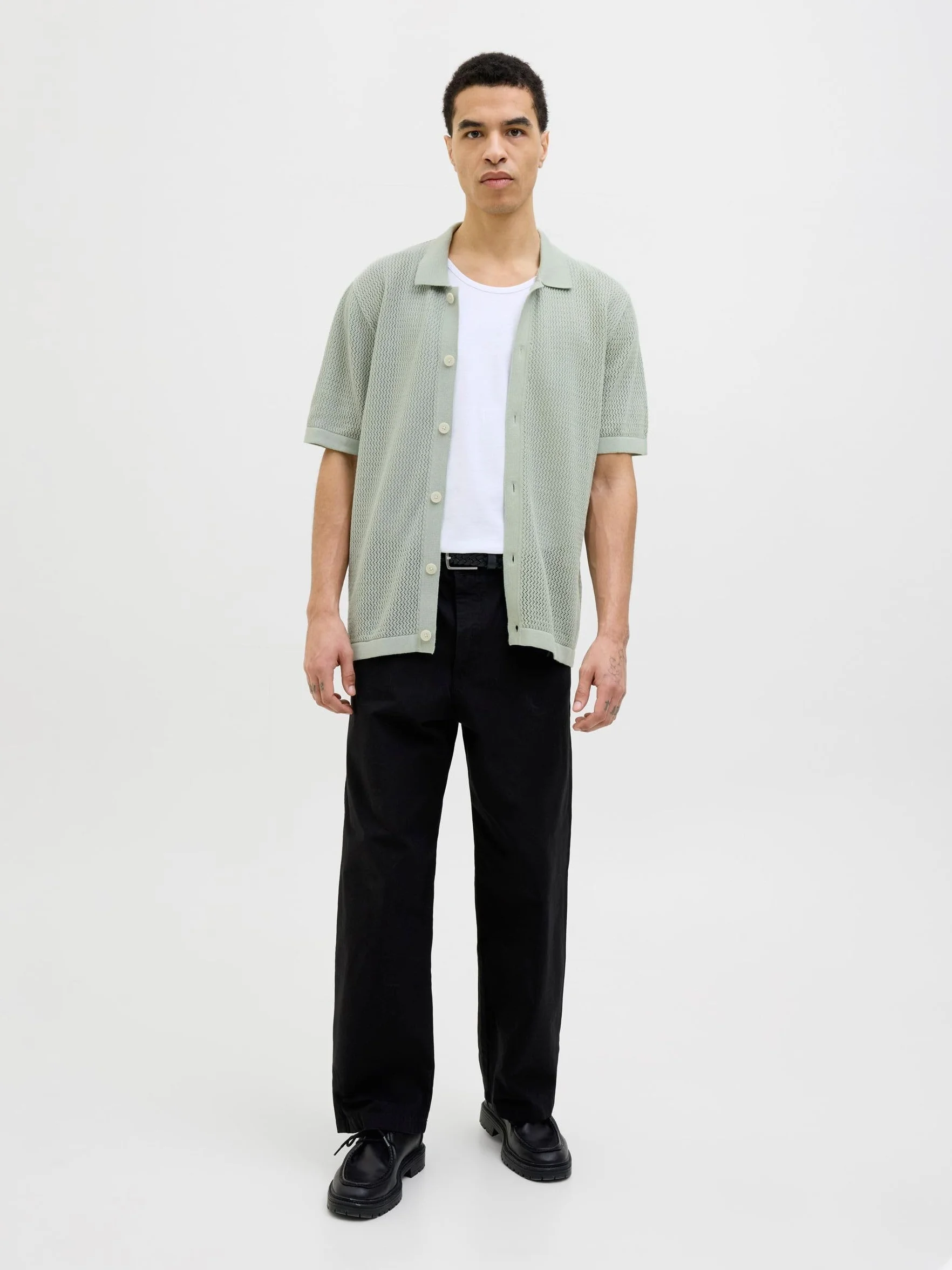 JACK & JONES Jprblaarto Knit Polo SS męska koszulka polo, Aqua Gray, M