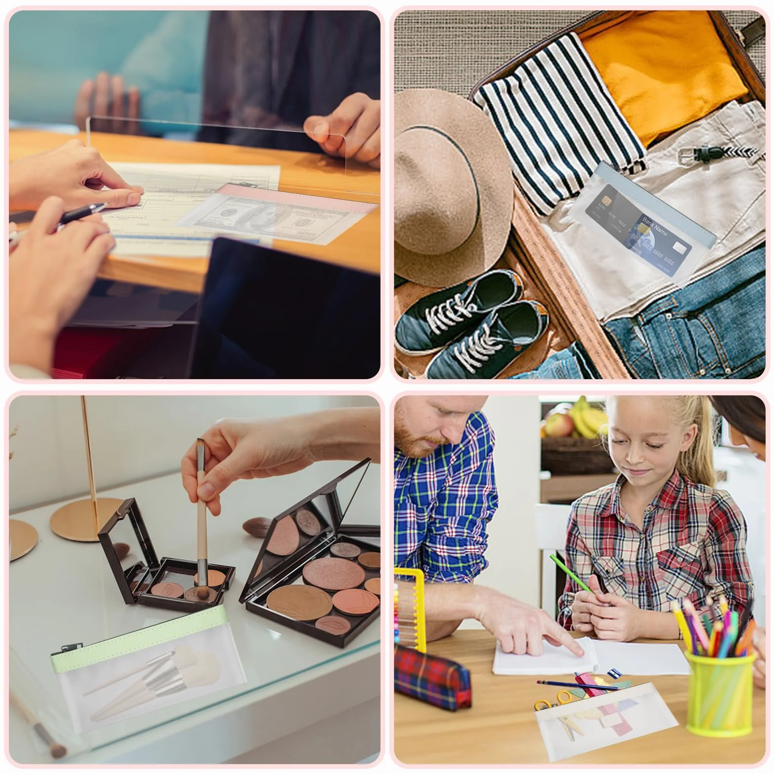 Torby na pieniądze z zamkiem błyskawicznym, etui na pieniądze, koperty na gotówkę, torba bankowa, przezroczysty organizer na pieniądze, koperty na gotówkę, wielofunkcyjny organizer na gotówkę, portfel