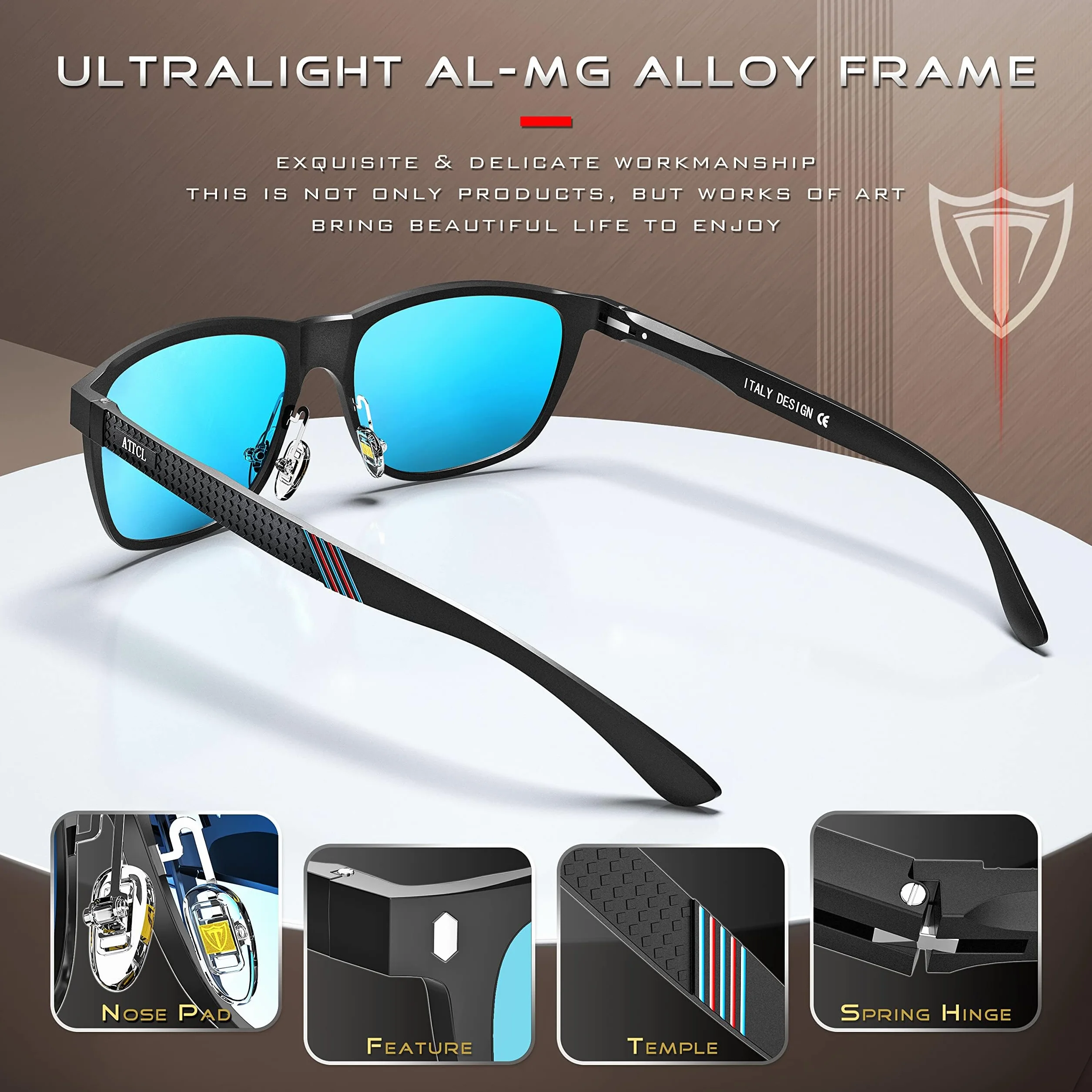 ATTCL Sportowe polaryzacyjne okulary przeciws?oneczne dla m??czyzn kobiet w?dkarstwo jazda golf kolarstwo metalowa rama