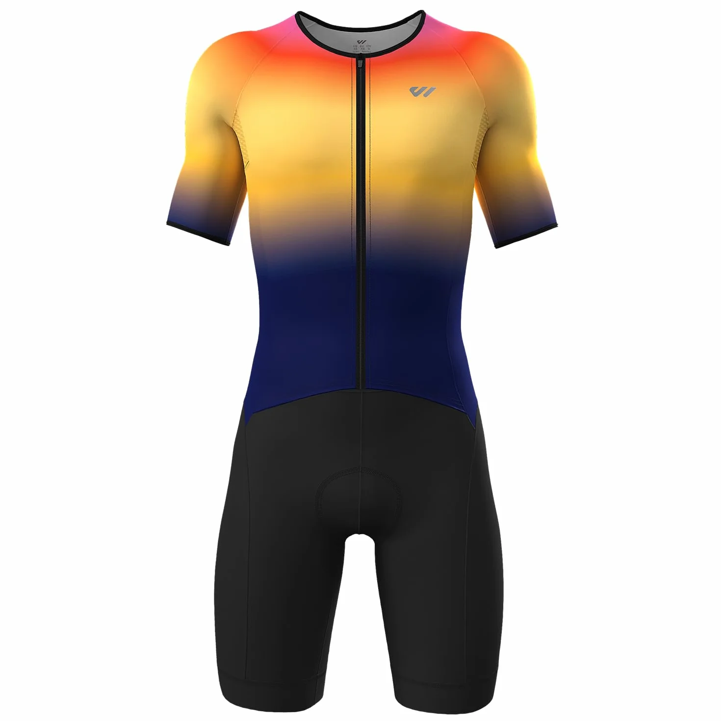 Lo.gas Męski strój triatlonowy Pro Trisuit z krótkim rękawem na wyścigi Ironman i triathlon – wysokiej jakości strój triatlonowy dla mężczyzn, pomarańczowy 1, L