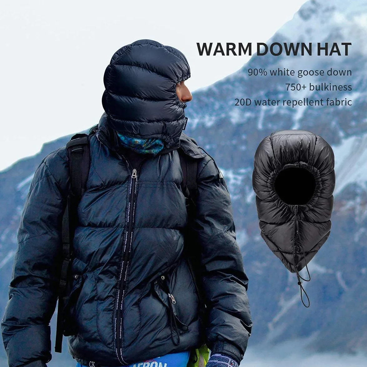 Naturehike Zimowy kaptur puchowy, wodoszczelny,, czarny, XL