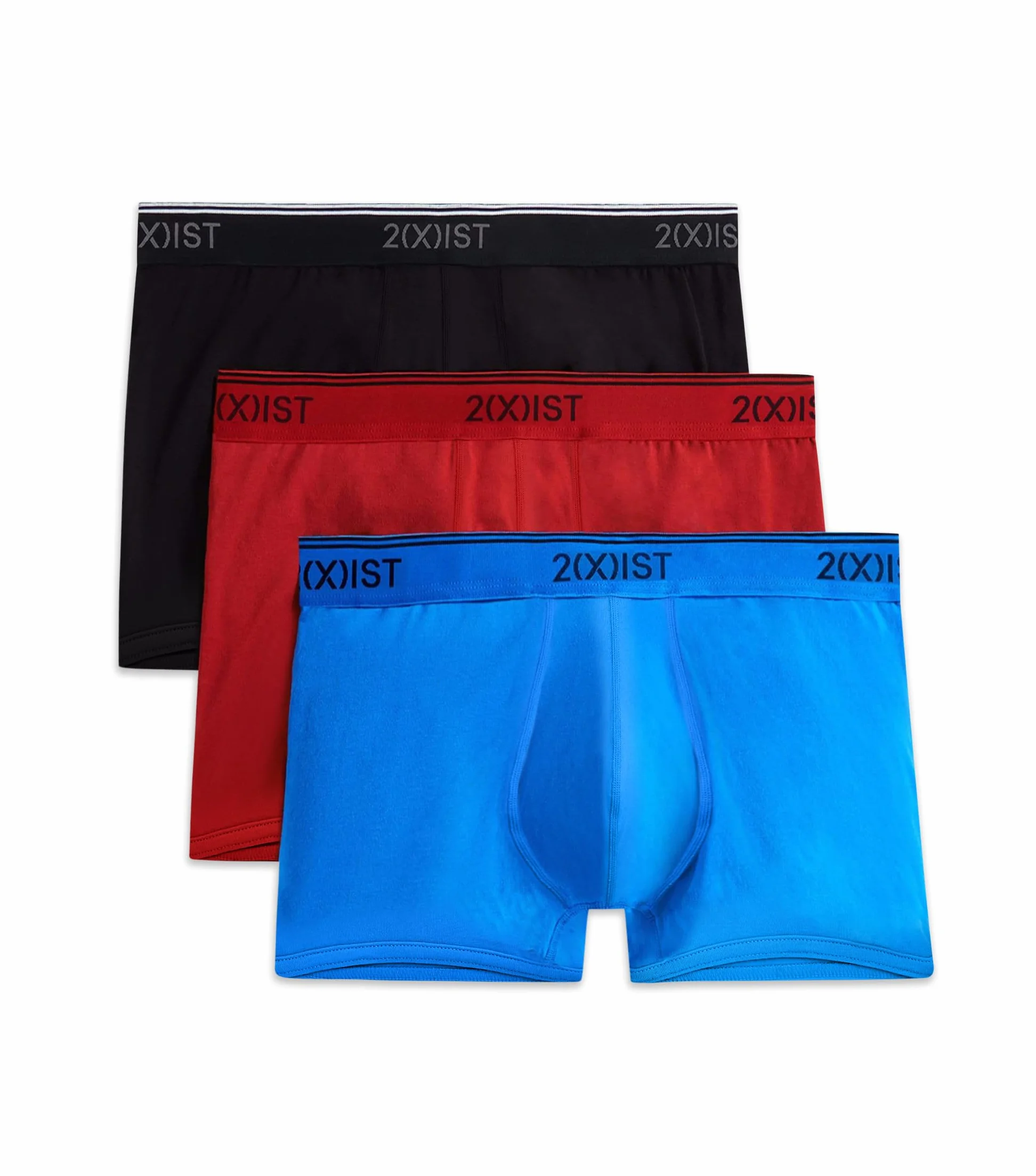 2(x) ist Męskie kąpielówki z bawełny Stretch No Show Trunk 3-pak (opakowanie 3 szt.), Scotts czerwony/czarny/Skydiver, L