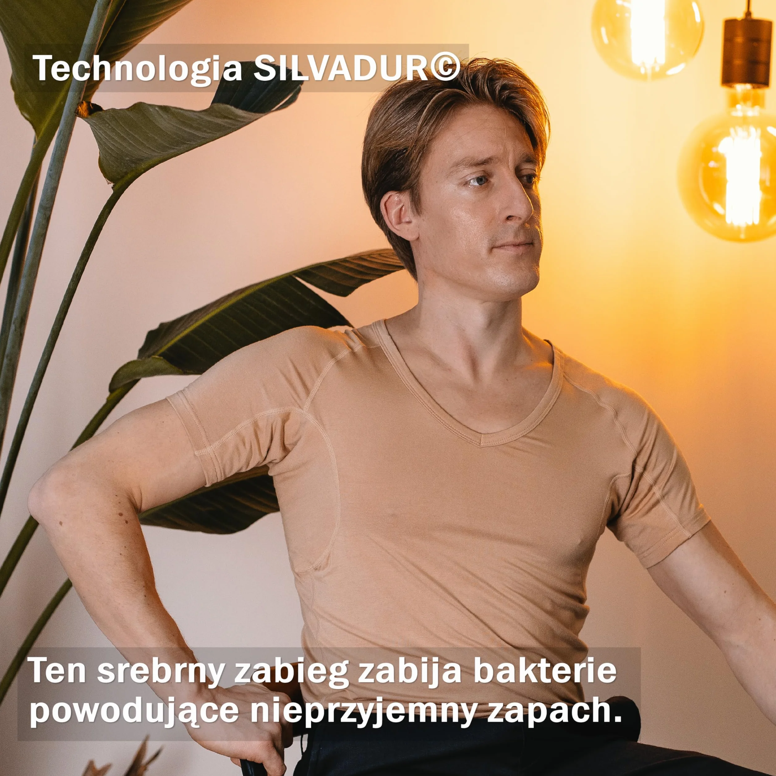 Anti Sweat Shirt - koszulka przeciw plamom potu - Anti Sweat Undershirt - z ArmPads PRO & Silver Treatment - męska - V-Neck