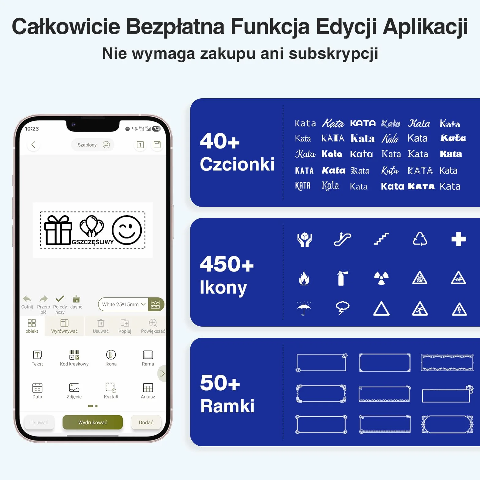 SUPVAN E11 Drukarka Etykiet Bluetooth Przenośna, Akumulatorowa, Kompatybilna z Klawiaturą i Aplikacją, Zawiera Etykiety Samoprzylepne, do Domu, Biura i Szkoły